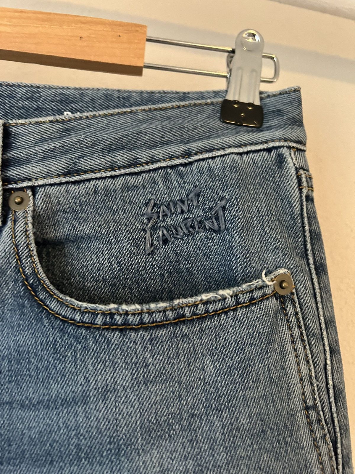 Saint Laurent Paris Destroyed Knee D14 M/SL-LW Jeans Size US 31 - 3 Thumbnail