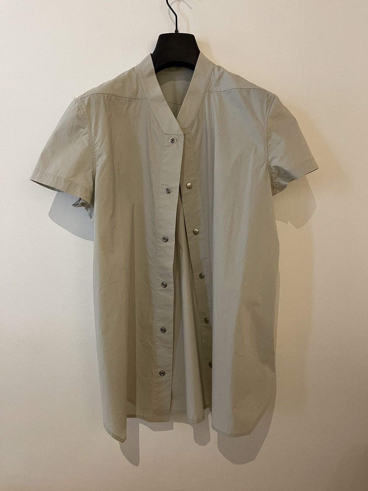 Pre-owned Rick Owens Ss21 Phlegethon Poplin Golf Shirt In Gray