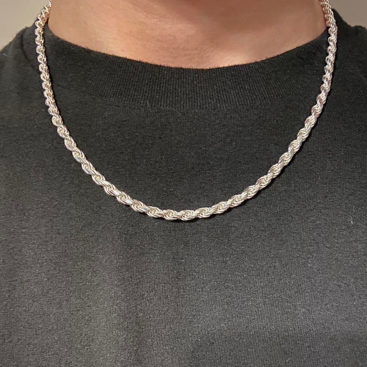 Jewelry Solid Silver Chain Silver Rope Chain 18in 4mm Size ONE SIZE - 1 Thumbnail