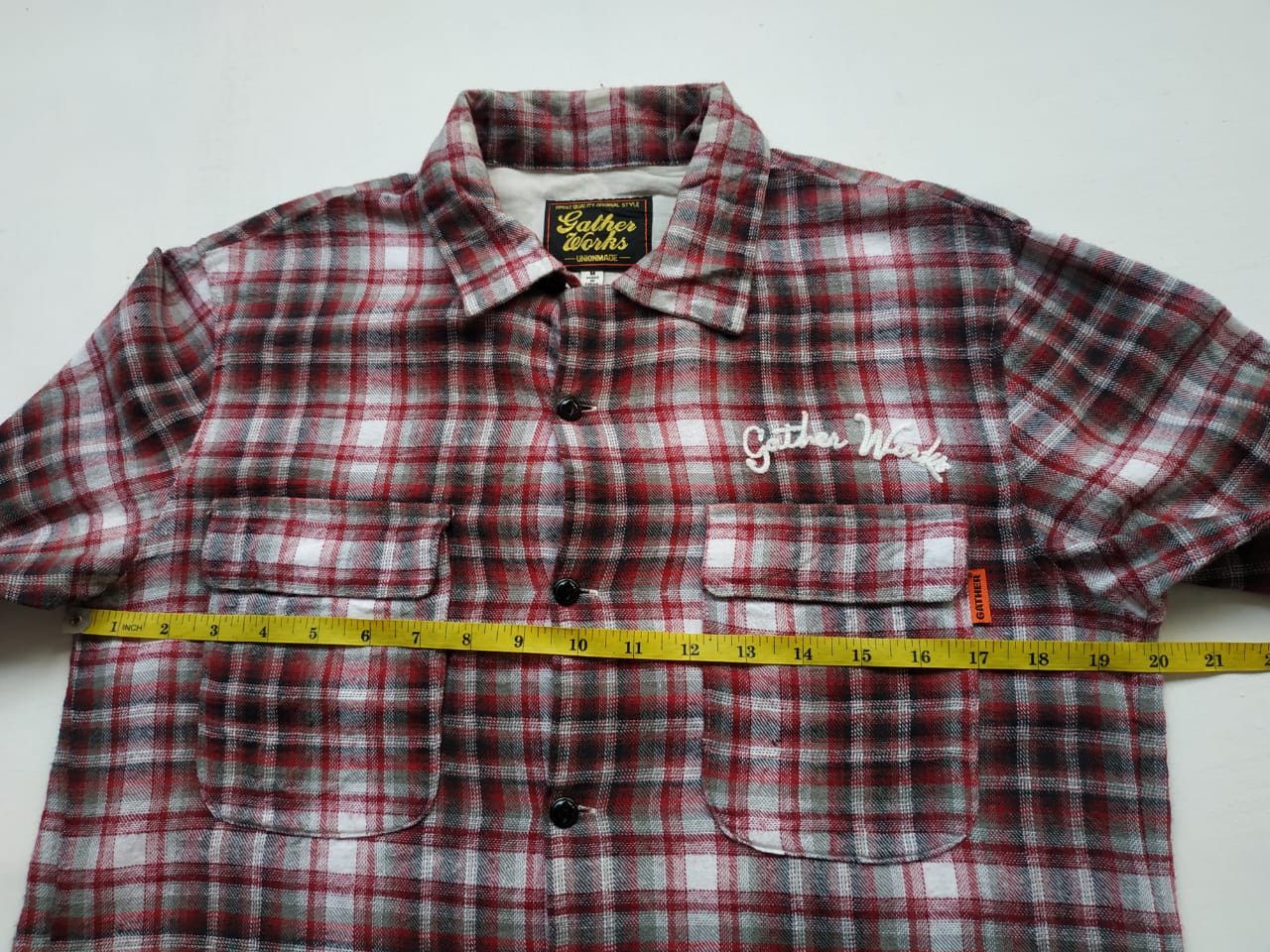 Japanese Brand Gather Works Loop Collar Shadow Plaid Shirt Size US S / EU 44-46 / 1 - 13 Thumbnail