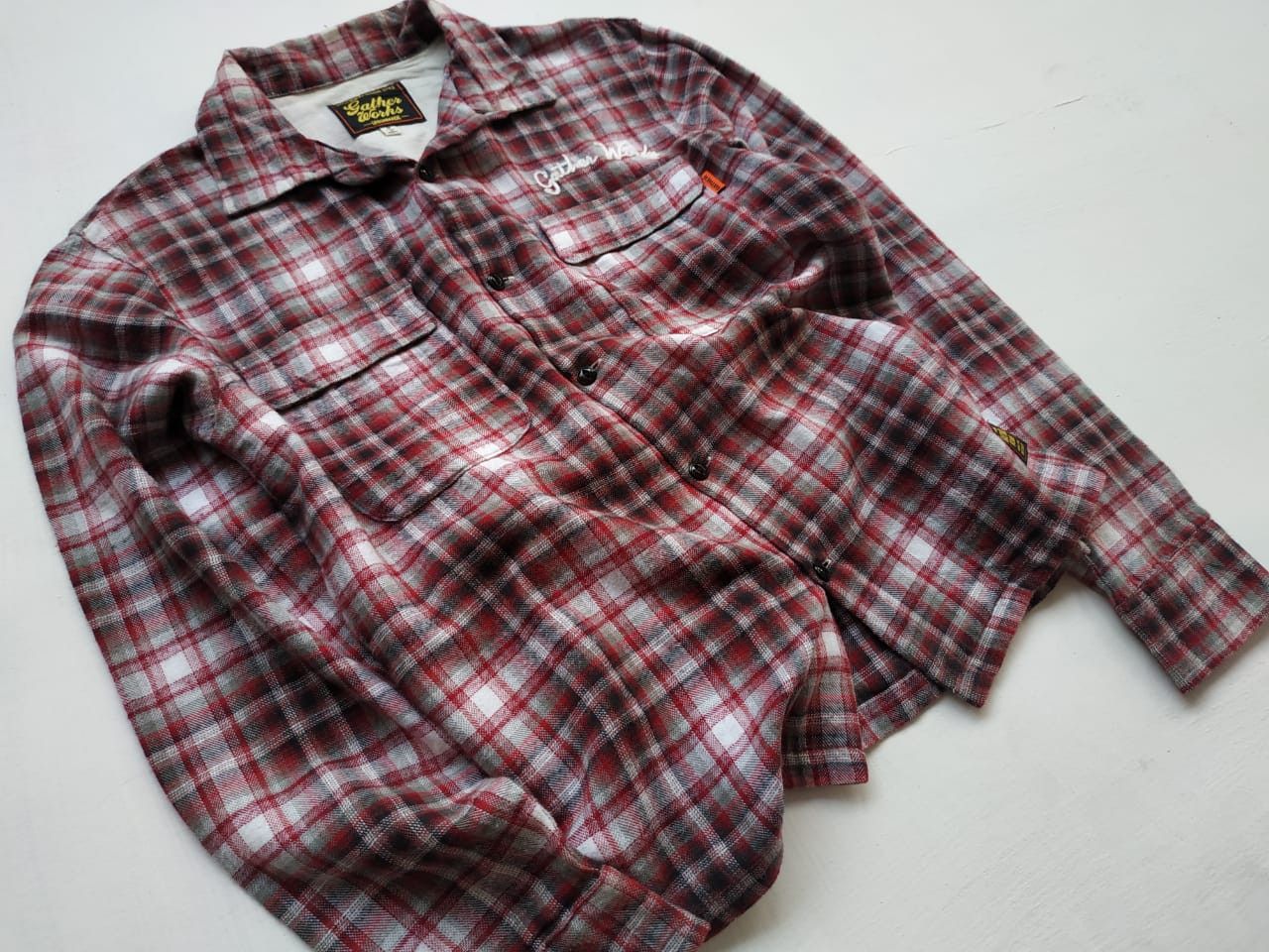 Japanese Brand Gather Works Loop Collar Shadow Plaid Shirt Size US S / EU 44-46 / 1 - 3 Thumbnail