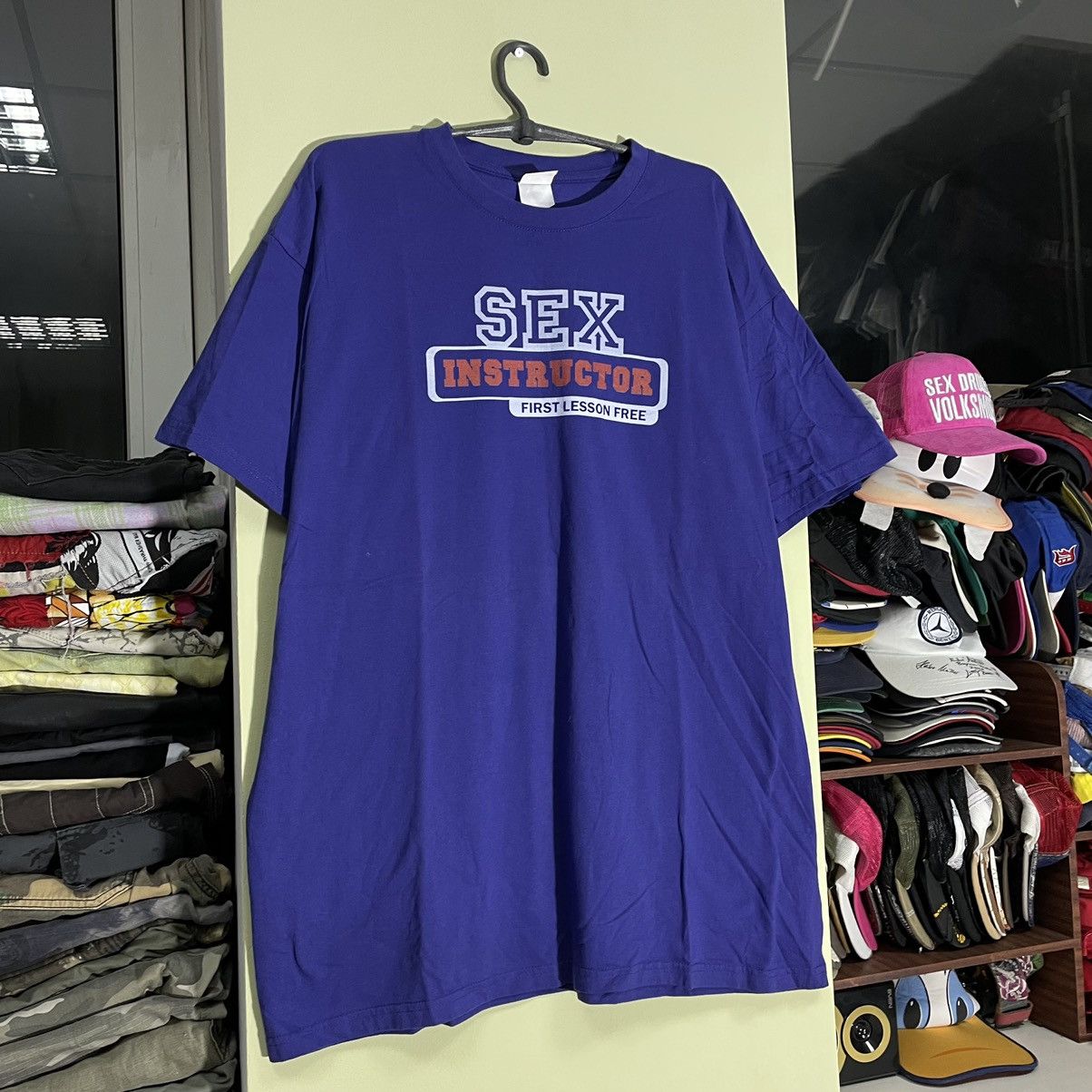 Vintage Vintage Y2K Graphic Tee Sex Instructor Humor Print Blue XXL Size US XXL / EU 58 / 5 - 4 Thumbnail