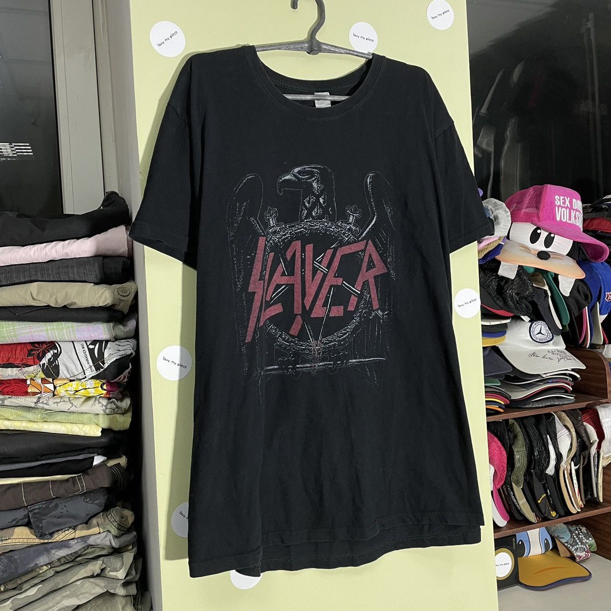 Vintage Vintage 90s Slayer Band Tee Sun Faded Thrashed Grunge Boxy L Size US L / EU 52-54 / 3 - 3 Thumbnail