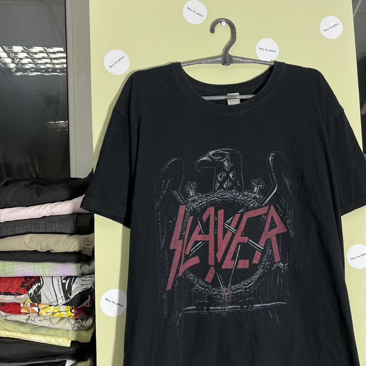 Vintage Vintage 90s Slayer Band Tee Sun Faded Thrashed Grunge Boxy L Size US L / EU 52-54 / 3 - 4 Thumbnail
