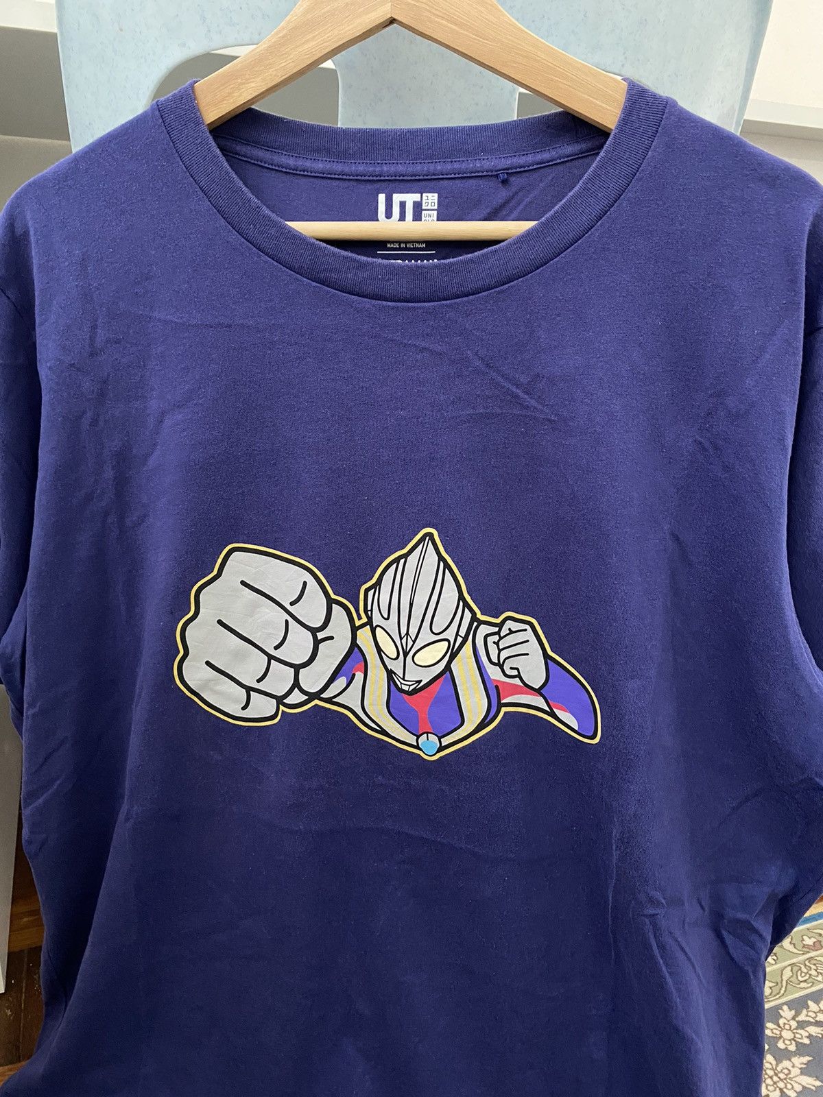 image of Cartoon Network x Vintage Ultraman Tiga / Akira Evangelion Anime in Blue, Men's (Size XL)