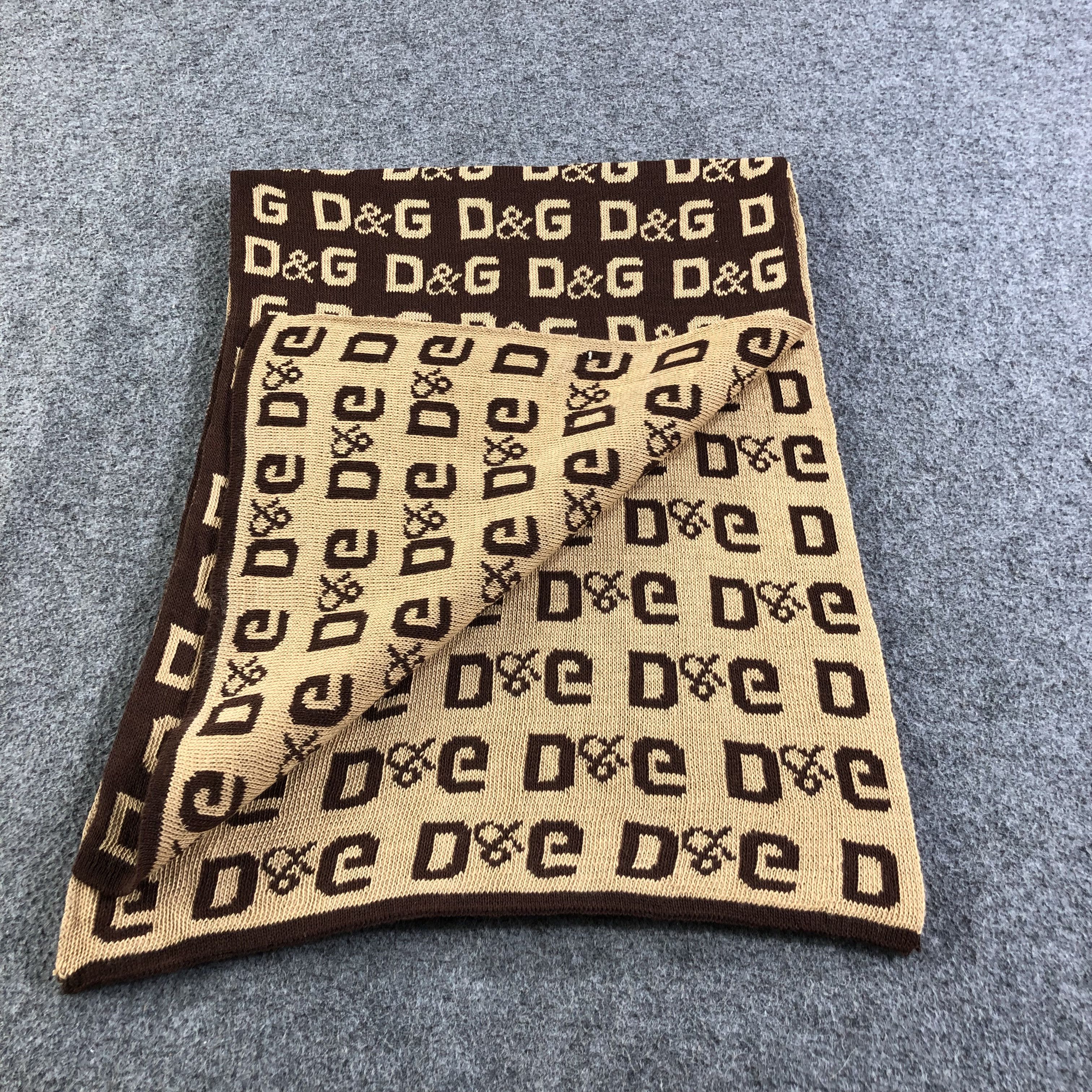 Vintage D&G Monogram Wool Scarf Muffler V1359 Size ONE SIZE - 4 Thumbnail