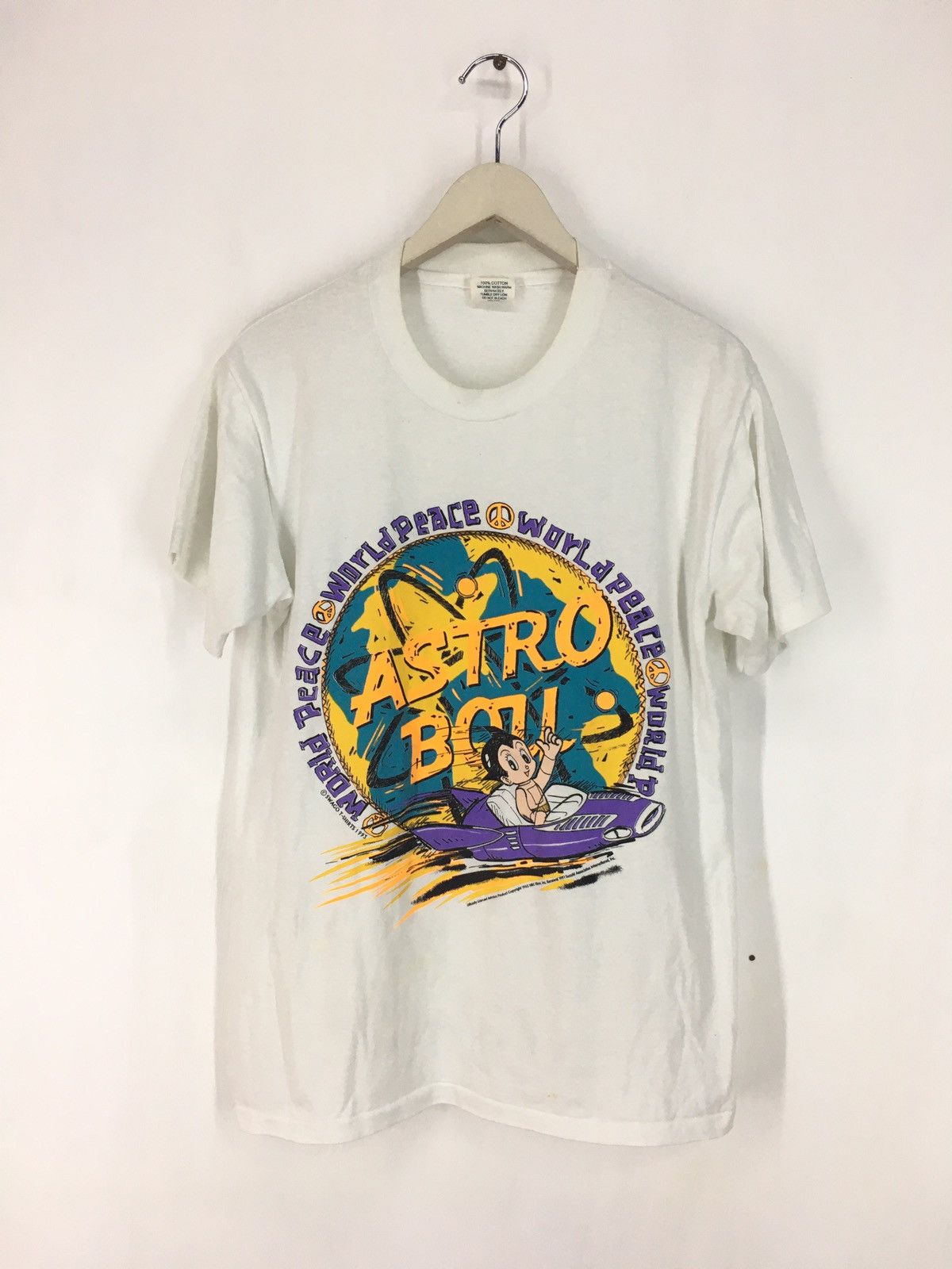 image of Cartoon Network x Vintage 90's Astroboy Japanese Anime T Shirt in White, Men's (Size Medium)