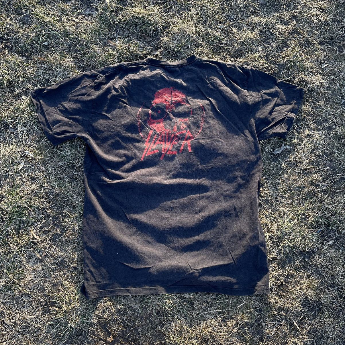 Vintage Vintage 90s Slayer Graphic Tee Sun Faded Grunge Horror XXL Size US XXL / EU 58 / 5 - 6 Thumbnail