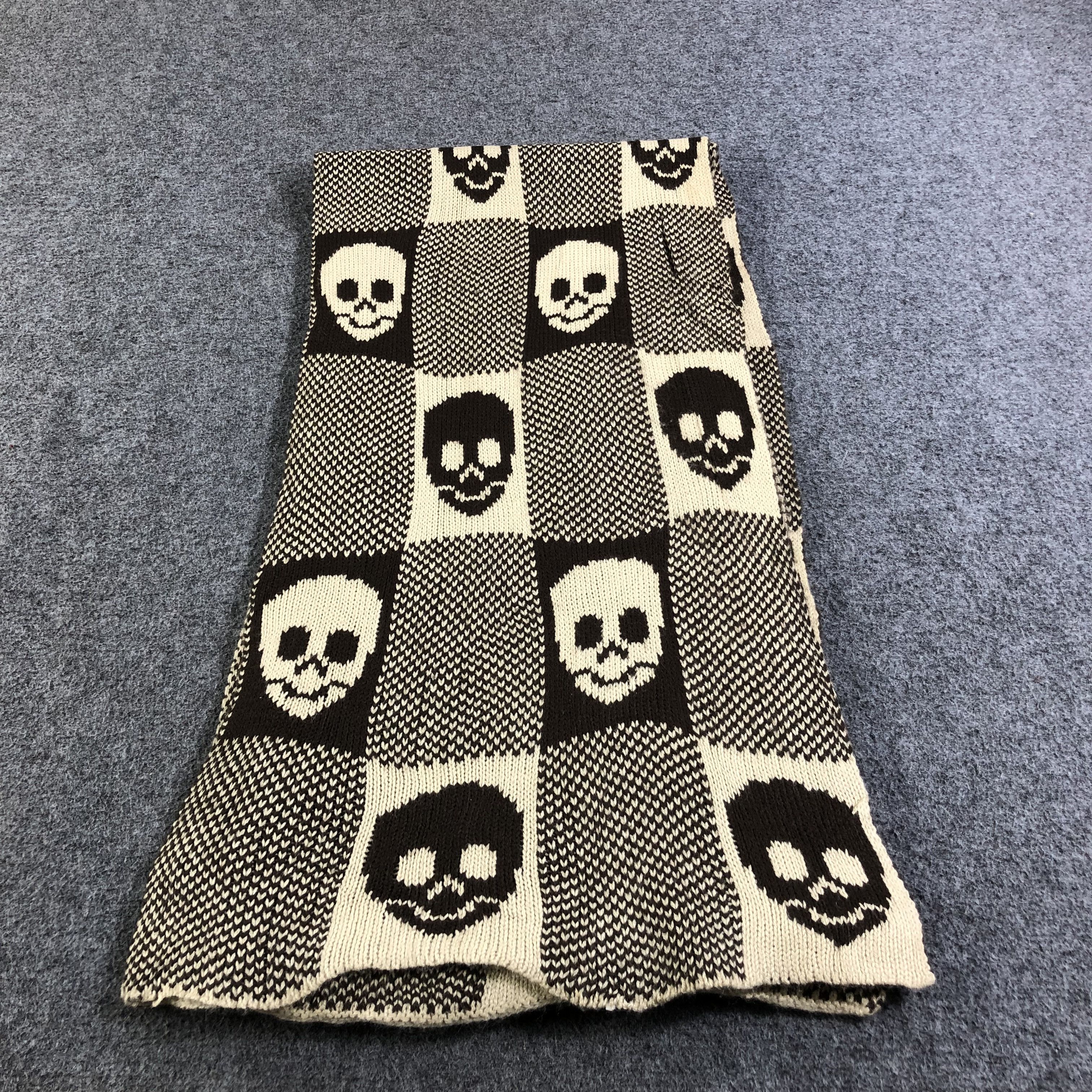 Seditionaries Skulls Checkered Wool Scarf Muffler V1352 Size ONE SIZE - 3 Thumbnail