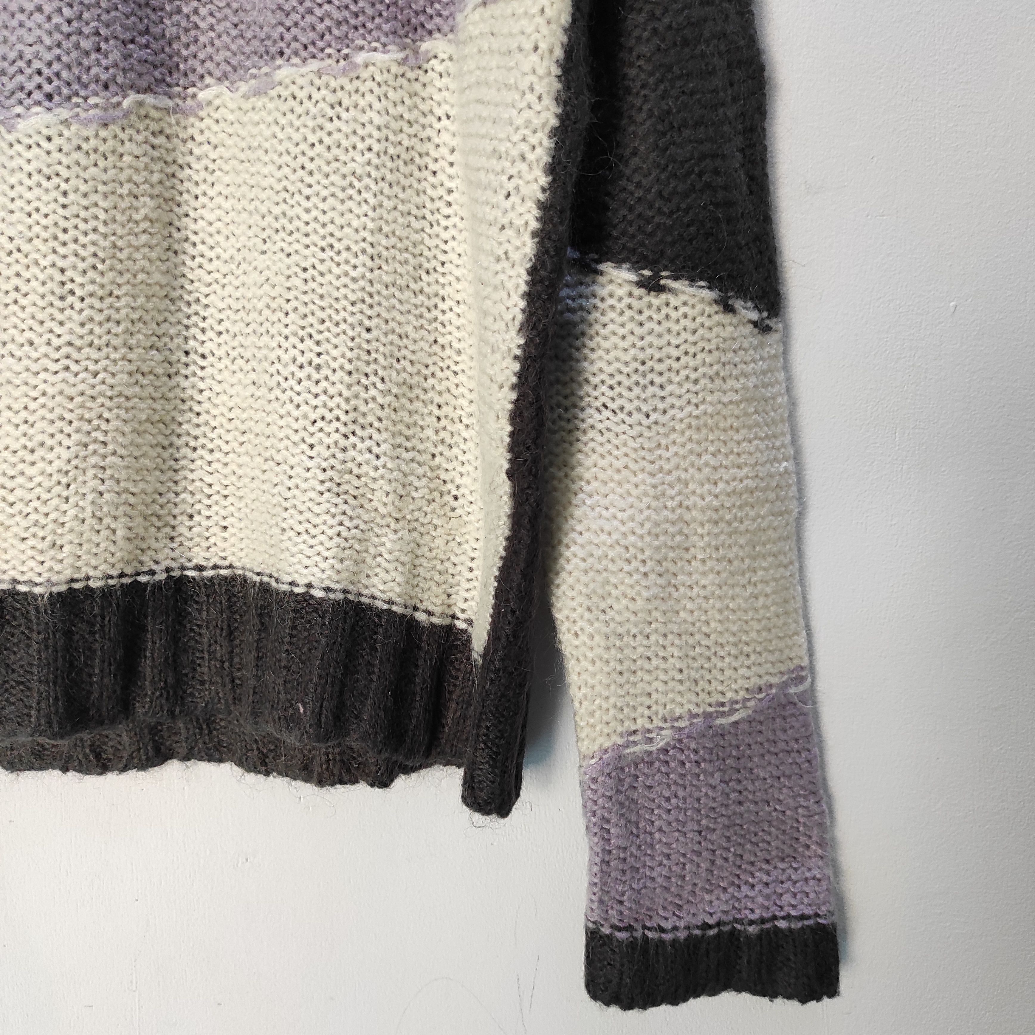 Aran Isles Knitwear × Japanese Brand Heather Color block Knitwear Sweaters Size M / US 6-8 / IT 42-44 - 3 Thumbnail