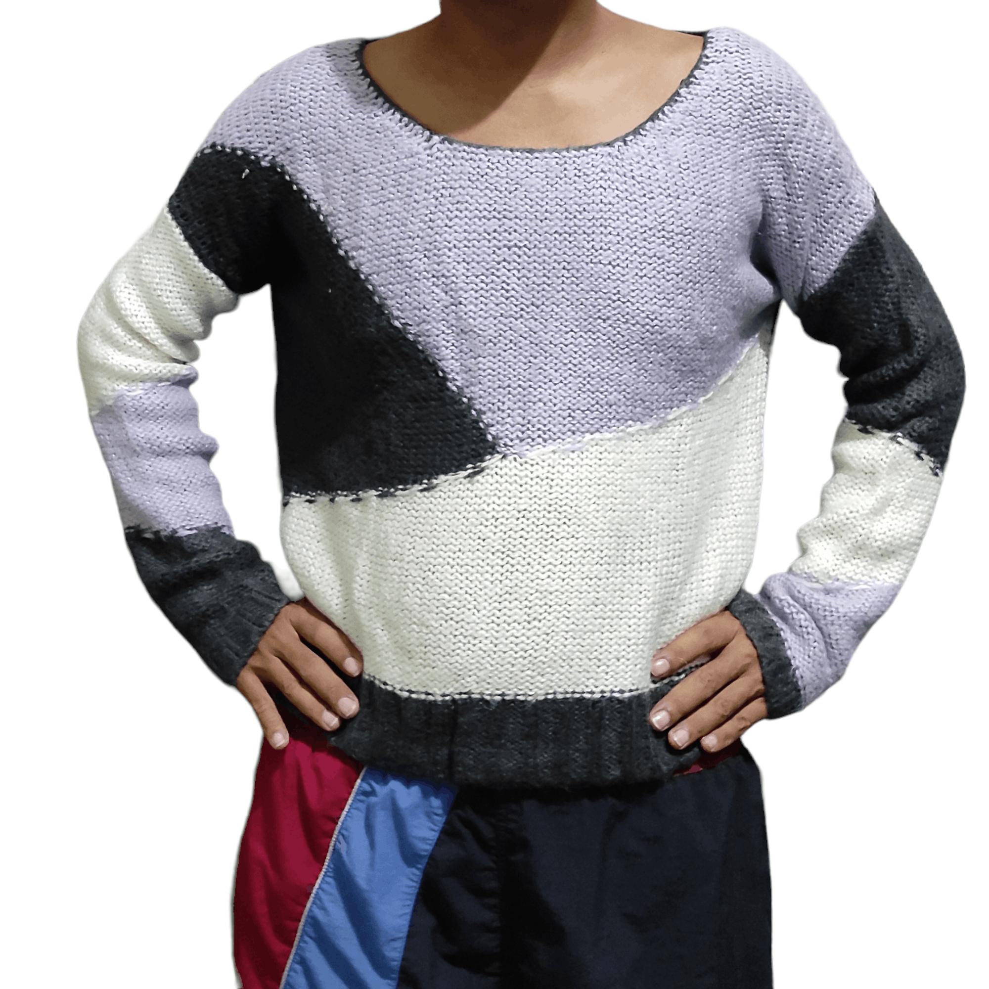 Aran Isles Knitwear × Japanese Brand Heather Color block Knitwear Sweaters Size M / US 6-8 / IT 42-44 - 16 Thumbnail