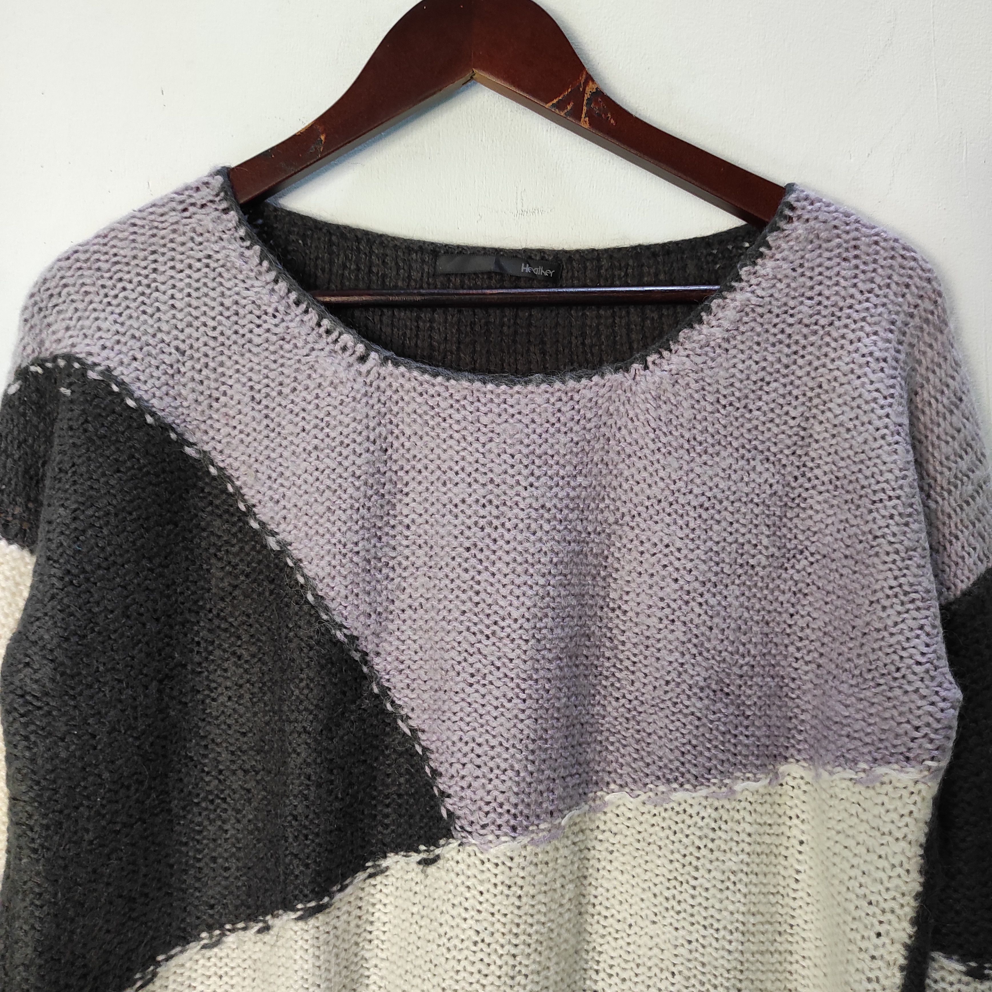 Aran Isles Knitwear × Japanese Brand Heather Color block Knitwear Sweaters Size M / US 6-8 / IT 42-44 - 2 Thumbnail