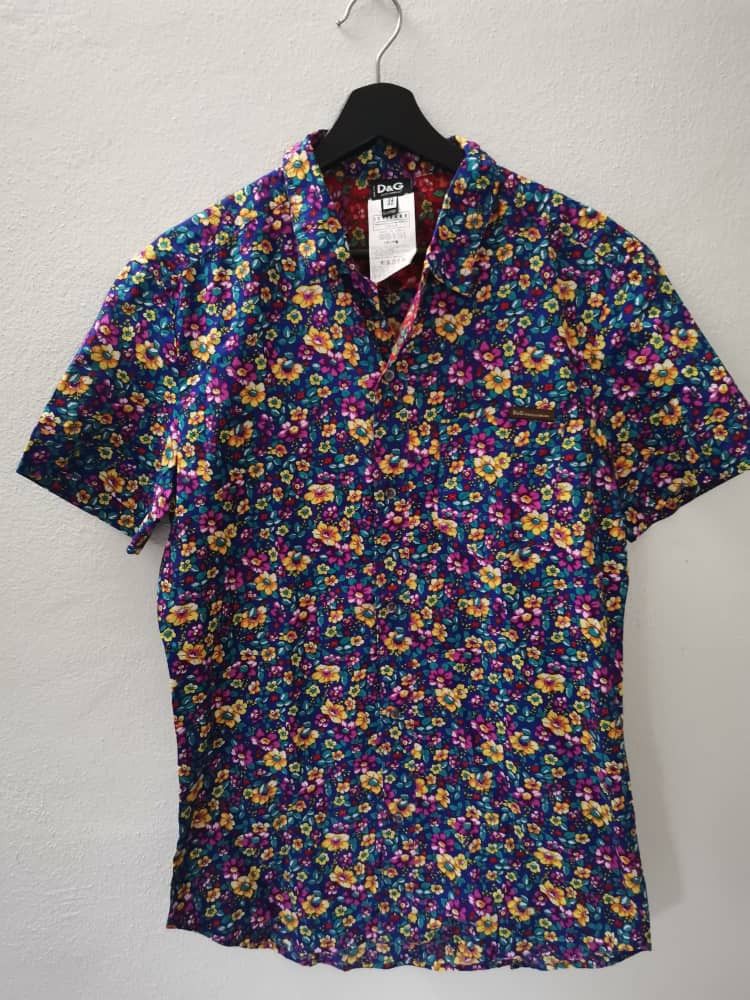 image of Dolce & Gabbana X Italian Shirt in Blue Floral, Men's (Size Small)