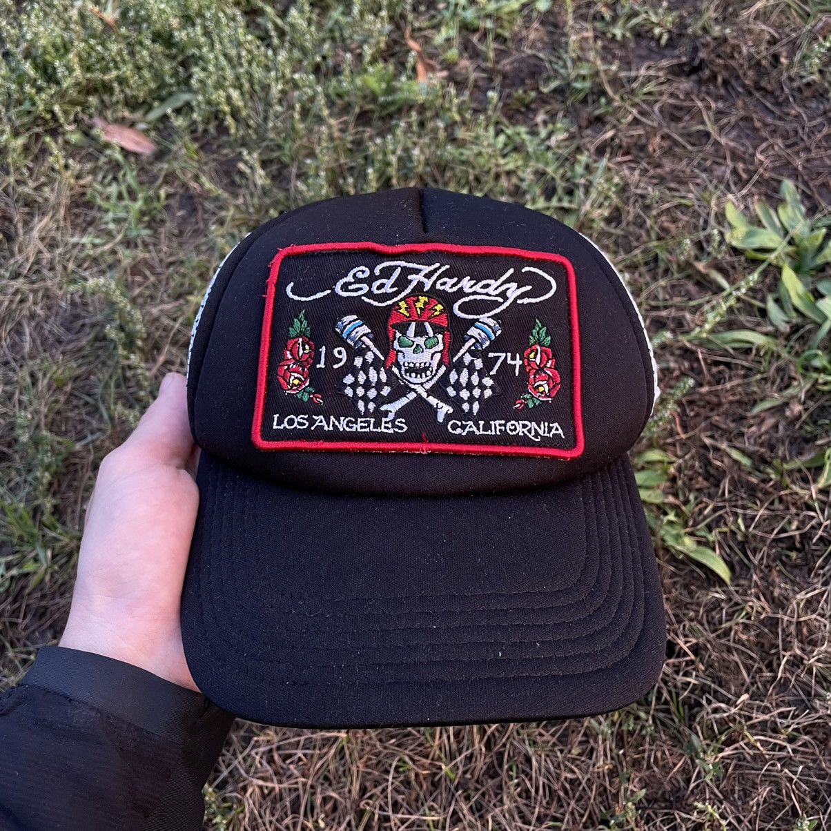 Vintage Vintage Y2K Ed Hardy Trucker Hat Streetwear Graphic Boxy OS Size ONE SIZE - 2 Thumbnail