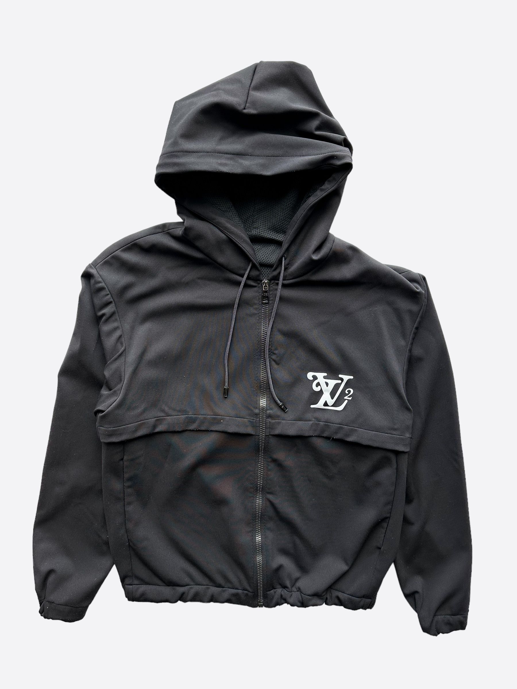 Image of Louis Vuitton Nigo Black Logo Zip Up Windbreaker, Men's (Size Small)