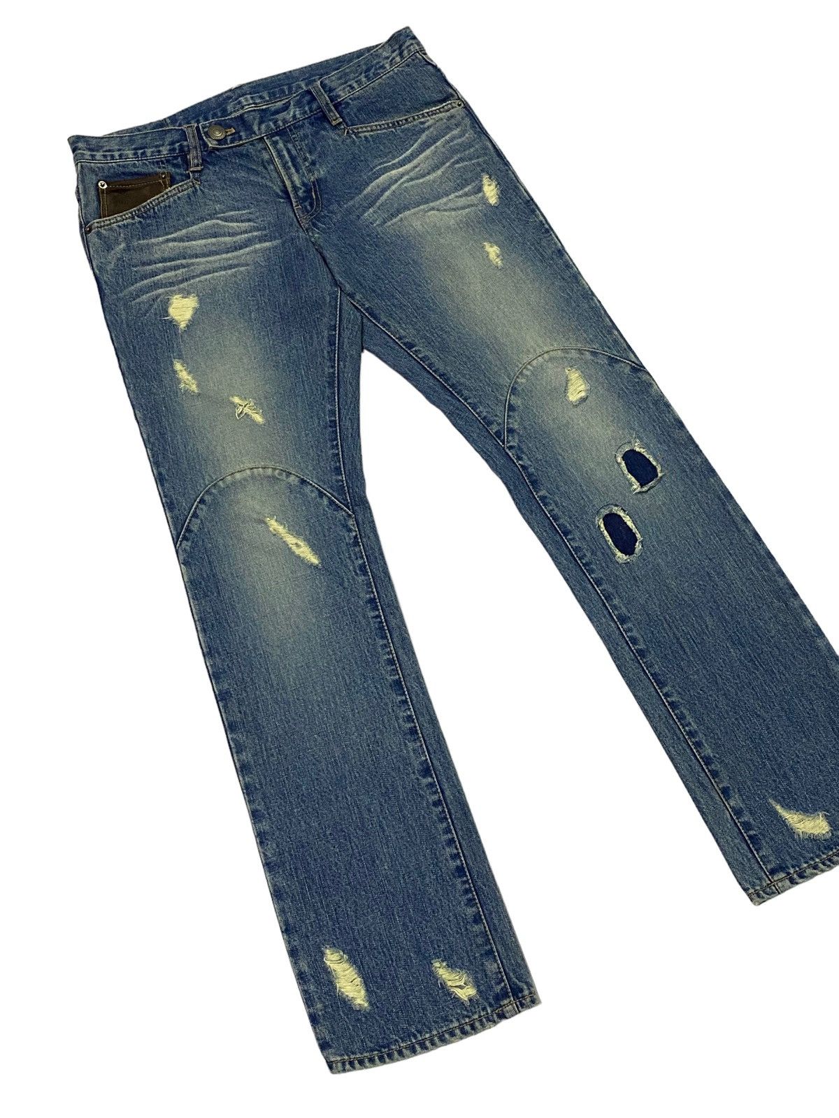 Japanese Brand × PPFM Nice Design‼️PPFM Ripped Distressed Denim Pants Size US 32 / EU 48 - 21 Thumbnail