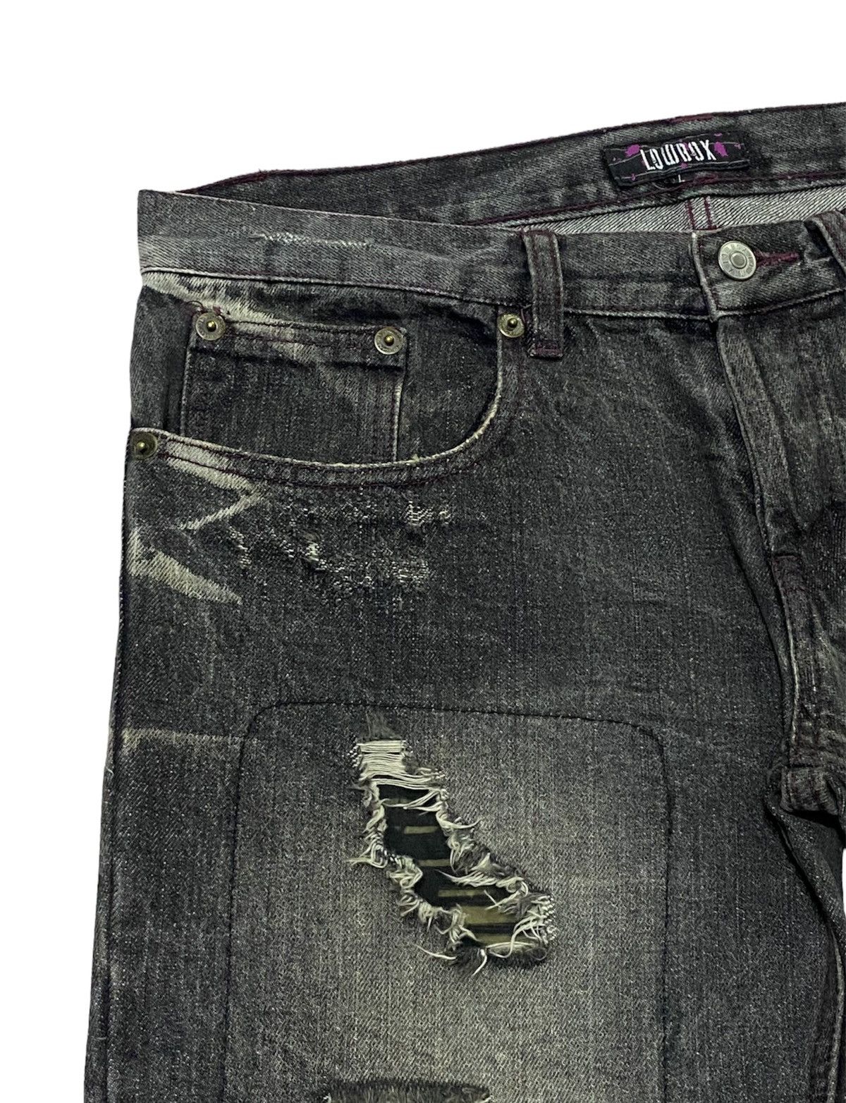 LOWBOX Nice Design‼️“LOWBOX” Ripped Distressed Denim Pants Size US 32 / EU 48 - 17 Thumbnail