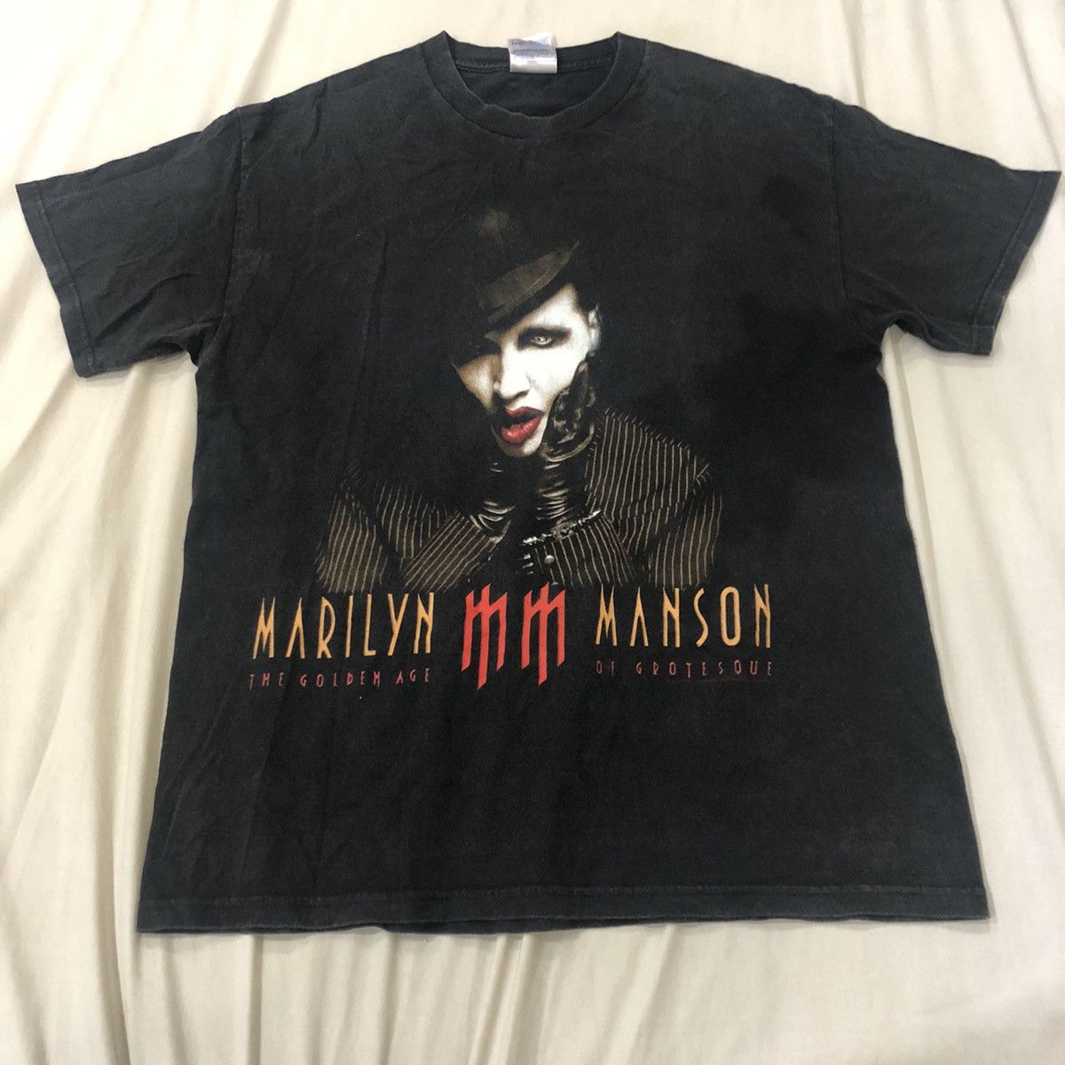 MARILYN MANSON Marilyn Manson Band T-shirt Band T Men's S size cotton black type Vintage Second Hand