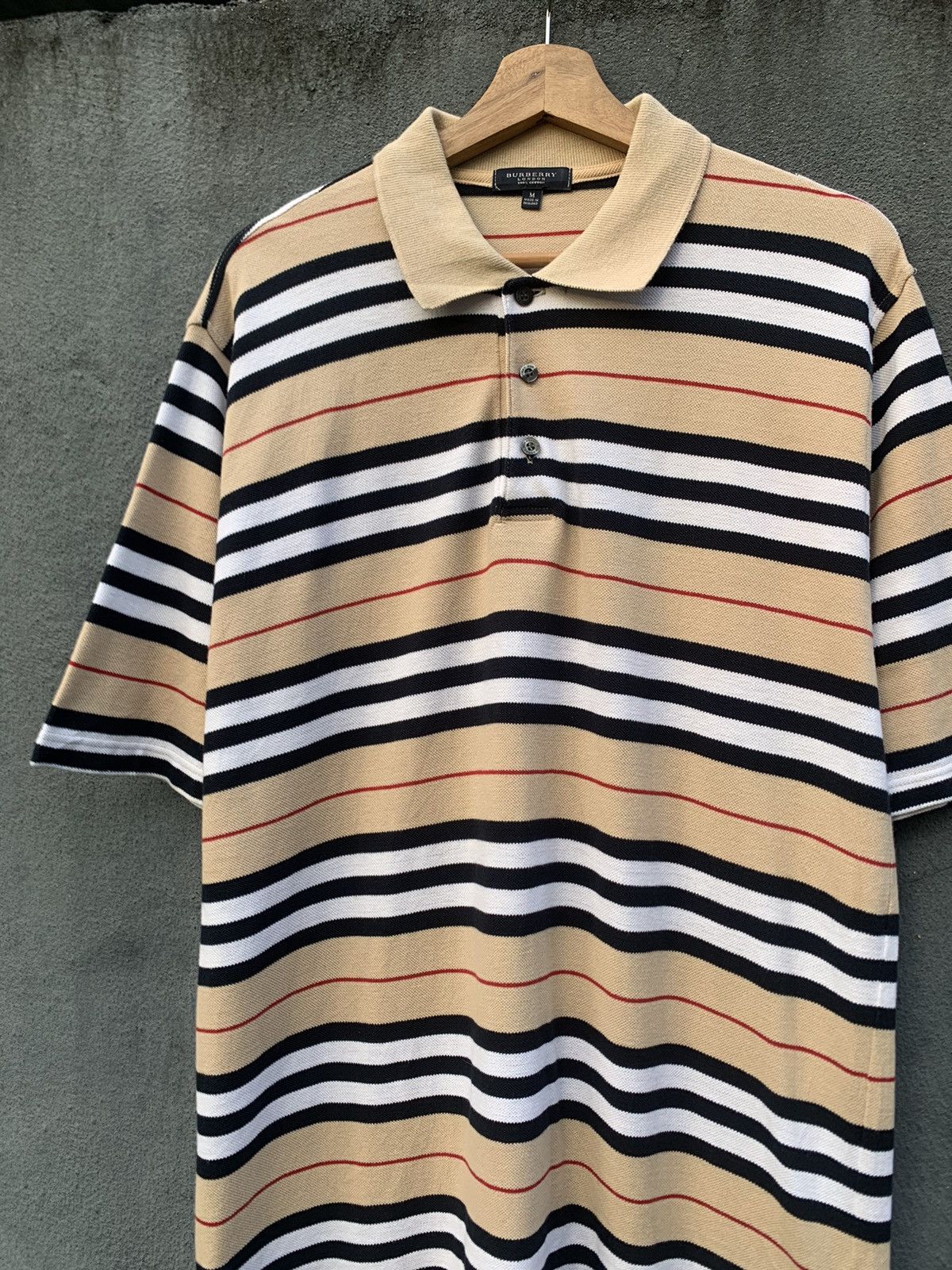 Burberry 🔥Burberry London Nova Check Striped Polo Size US XL / EU 56 / 4 - 7 Thumbnail