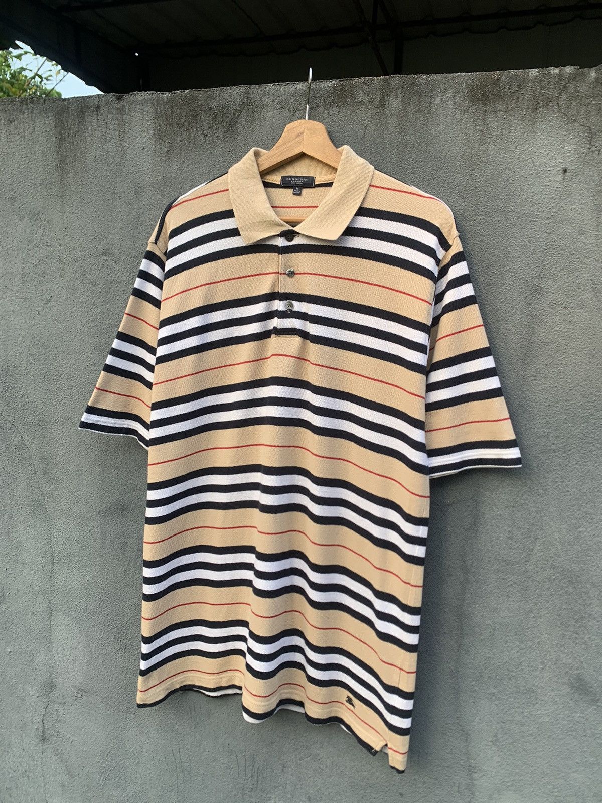 Burberry 🔥Burberry London Nova Check Striped Polo Size US XL / EU 56 / 4 - 1 Thumbnail