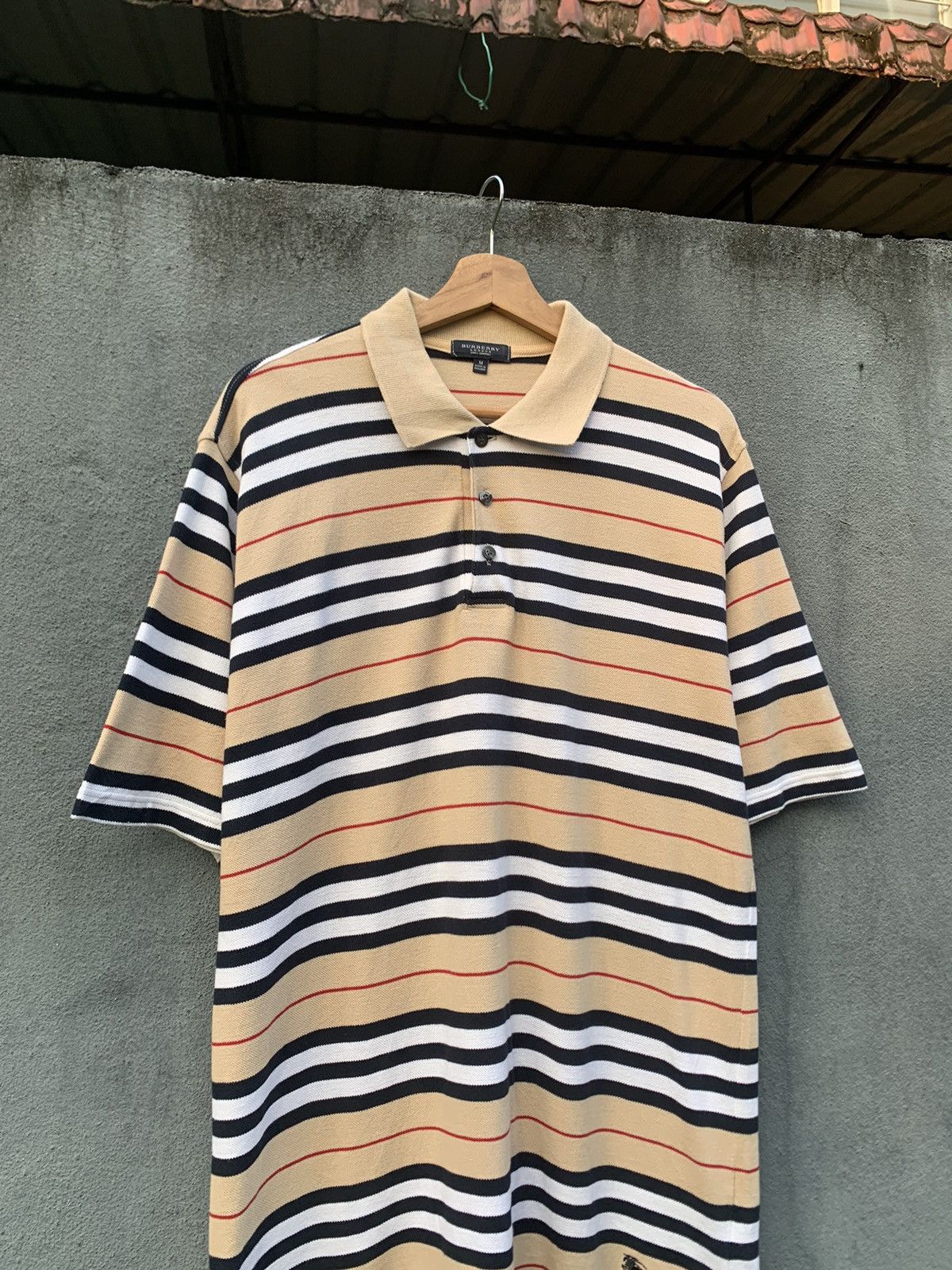 Burberry 🔥Burberry London Nova Check Striped Polo Size US XL / EU 56 / 4 - 6 Thumbnail