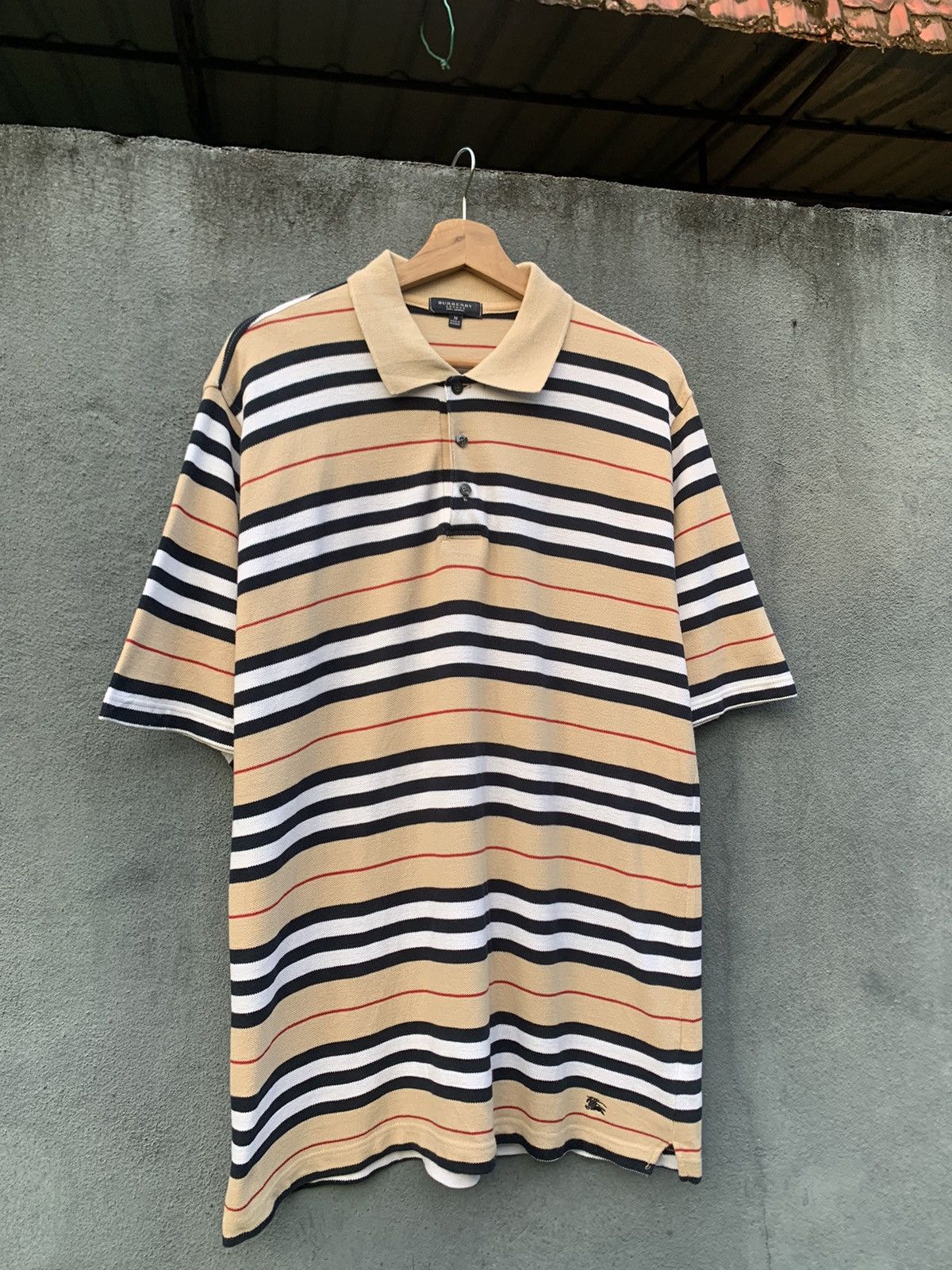 Burberry 🔥Burberry London Nova Check Striped Polo Size US XL / EU 56 / 4 - 4 Thumbnail