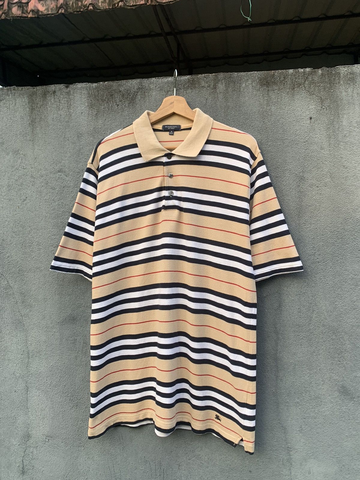 Burberry 🔥Burberry London Nova Check Striped Polo Size US XL / EU 56 / 4 - 2 Thumbnail