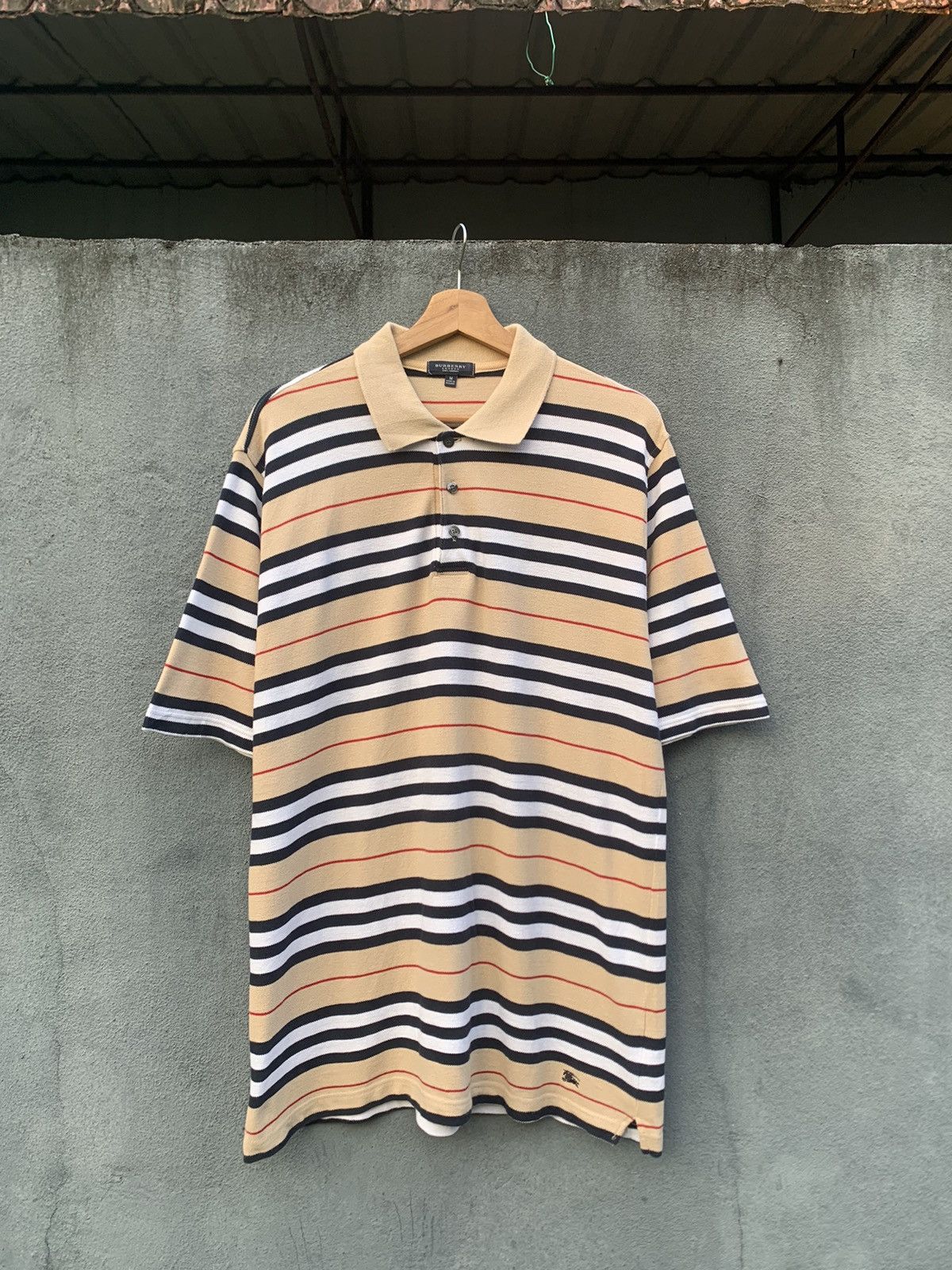 Burberry 🔥Burberry London Nova Check Striped Polo Size US XL / EU 56 / 4 - 3 Thumbnail