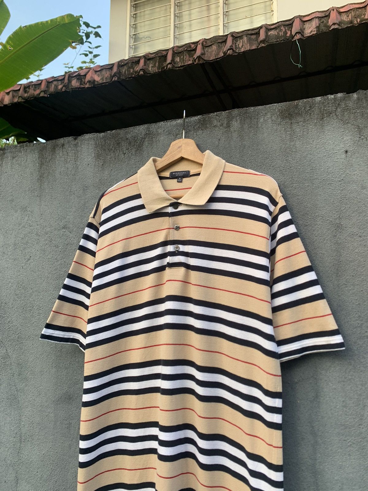 Burberry 🔥Burberry London Nova Check Striped Polo Size US XL / EU 56 / 4 - 5 Thumbnail