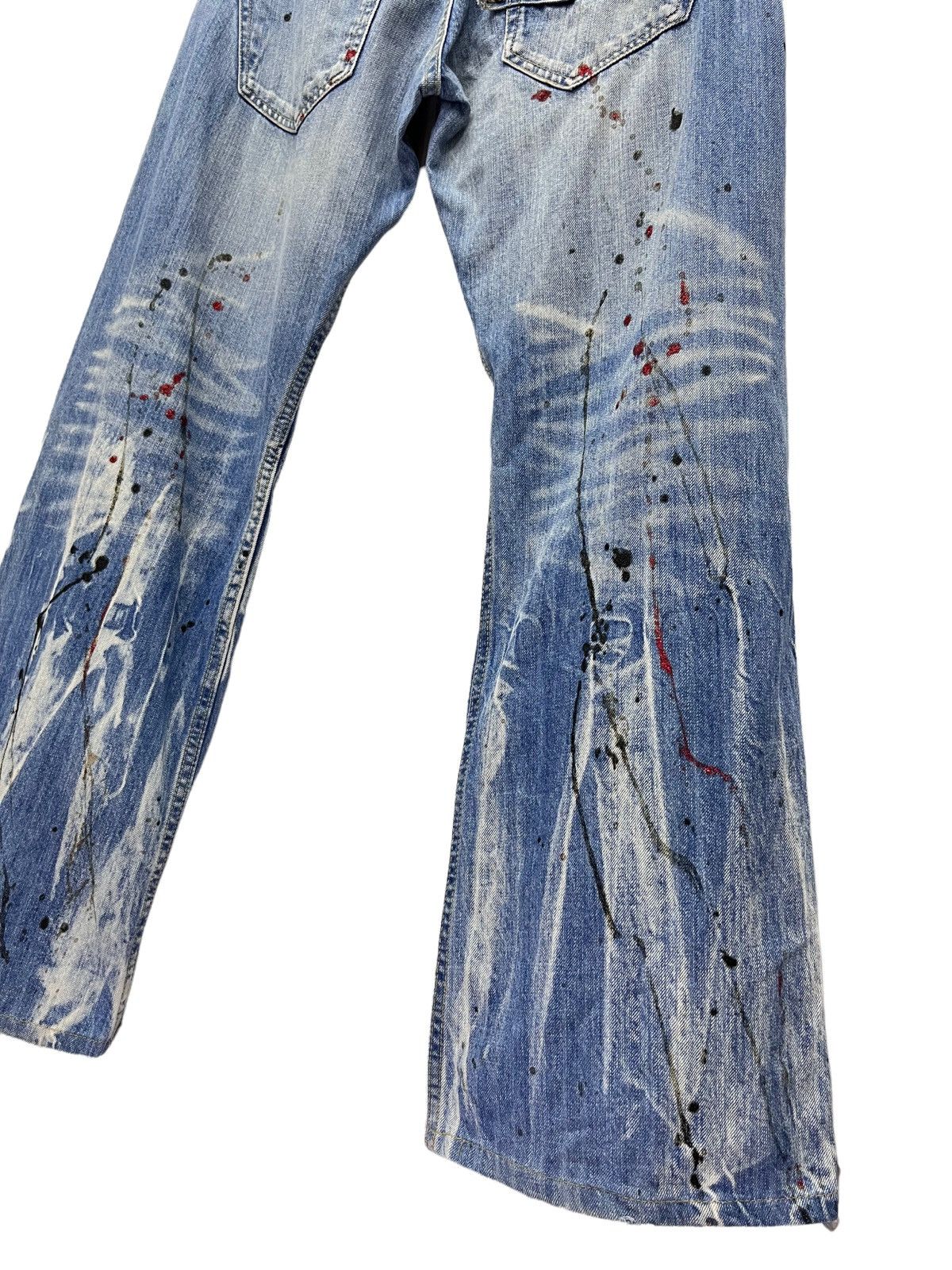 Japanese Brand FYE🔥ROOT 3 Punk Grunge Whiskers Splash Flare Denim Size US 32 / EU 48 - 13 Thumbnail