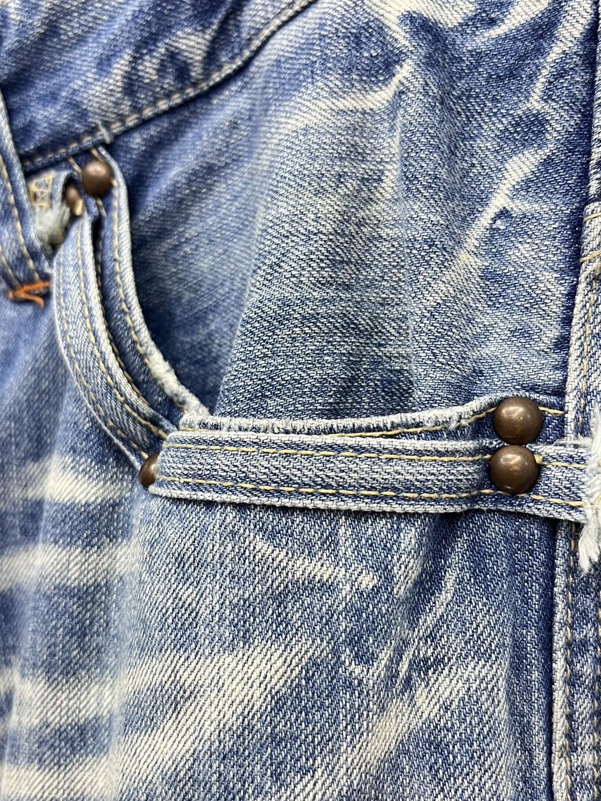 Japanese Brand FYE🔥ROOT 3 Punk Grunge Whiskers Splash Flare Denim Size US 32 / EU 48 - 9 Thumbnail