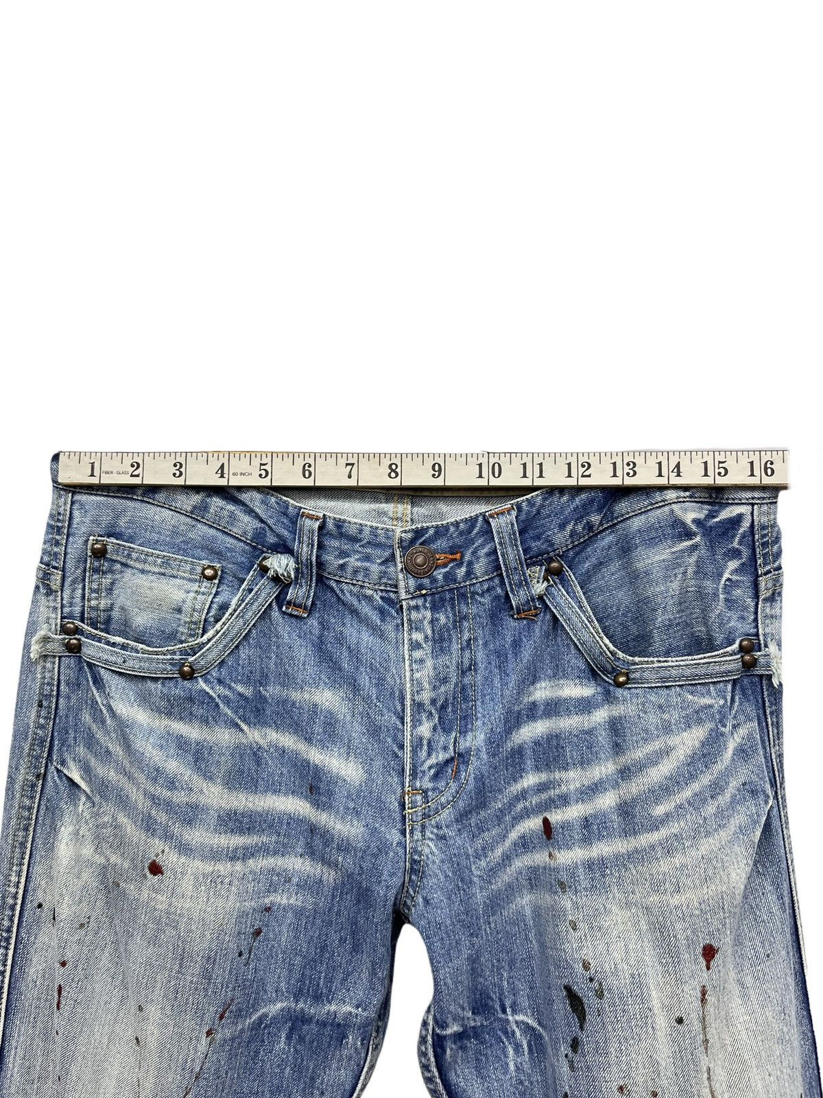 Japanese Brand FYE🔥ROOT 3 Punk Grunge Whiskers Splash Flare Denim Size US 32 / EU 48 - 19 Thumbnail