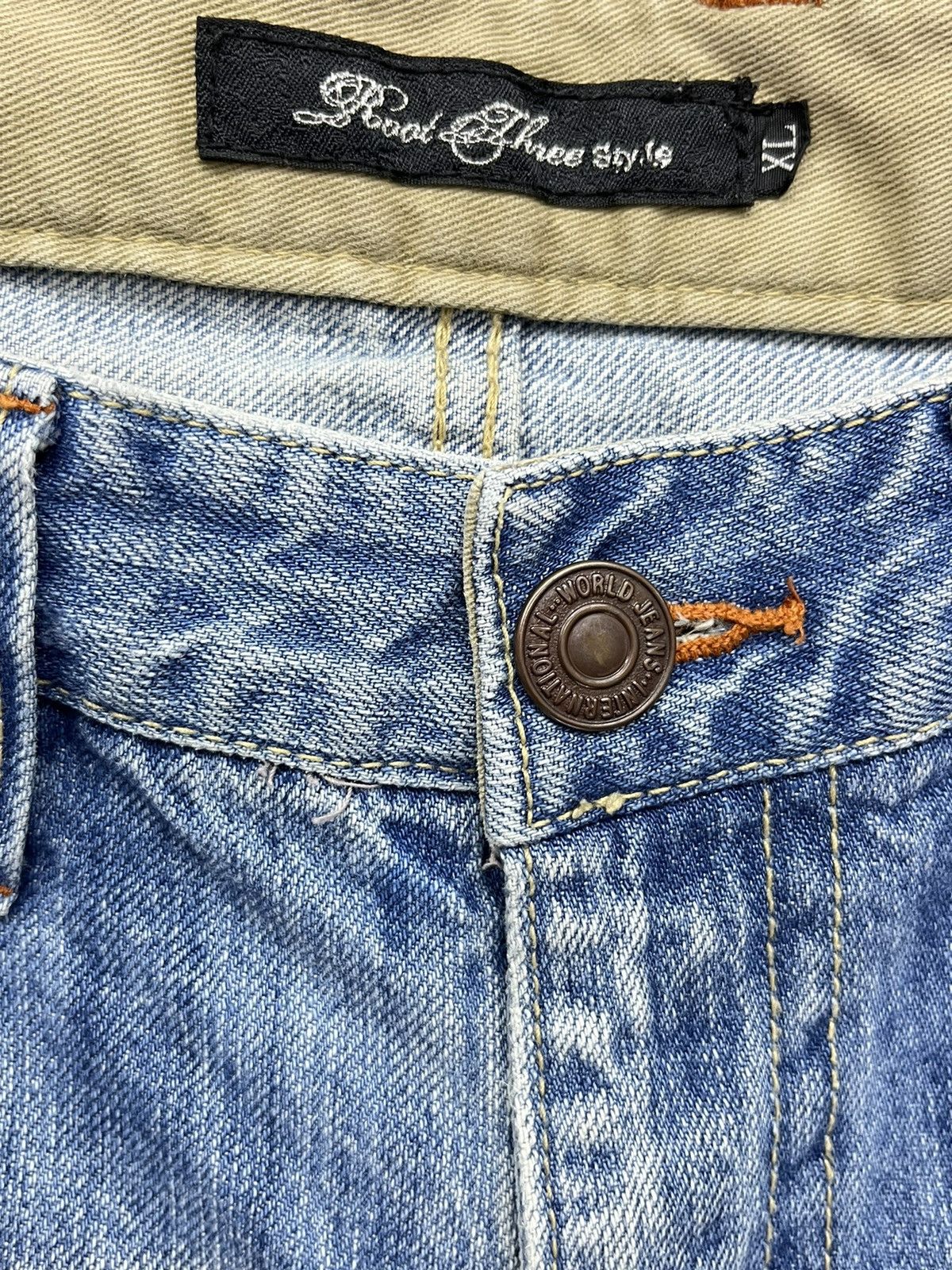 Japanese Brand FYE🔥ROOT 3 Punk Grunge Whiskers Splash Flare Denim Size US 32 / EU 48 - 10 Thumbnail