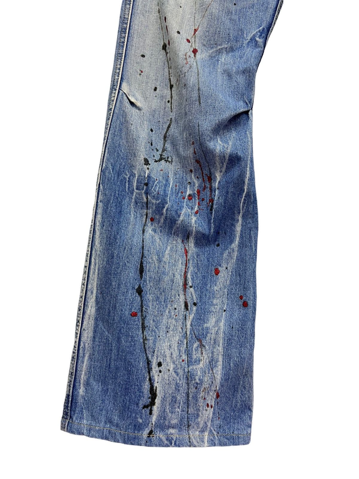 Japanese Brand FYE🔥ROOT 3 Punk Grunge Whiskers Splash Flare Denim Size US 32 / EU 48 - 7 Thumbnail