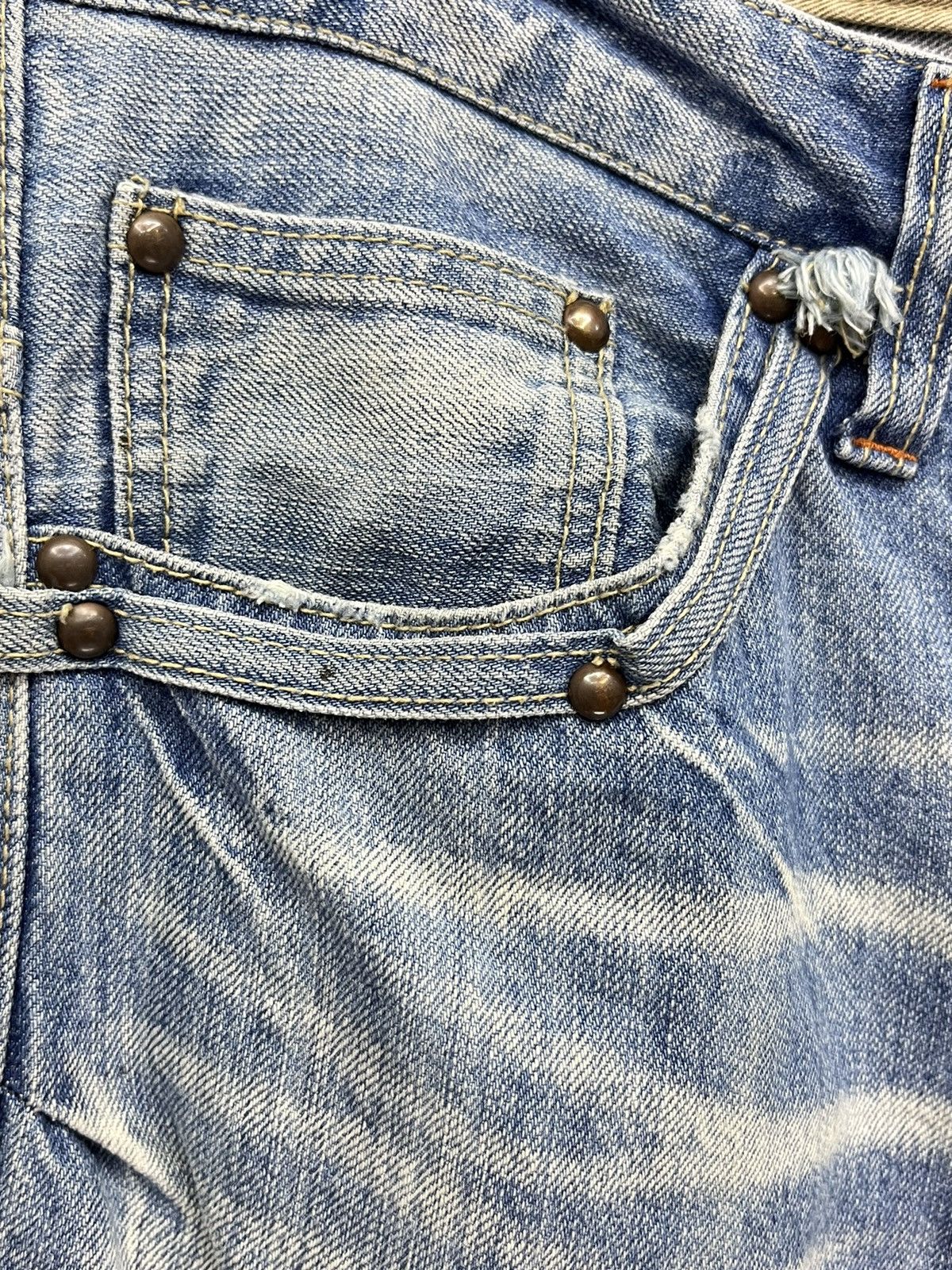 Japanese Brand FYE🔥ROOT 3 Punk Grunge Whiskers Splash Flare Denim Size US 32 / EU 48 - 8 Thumbnail
