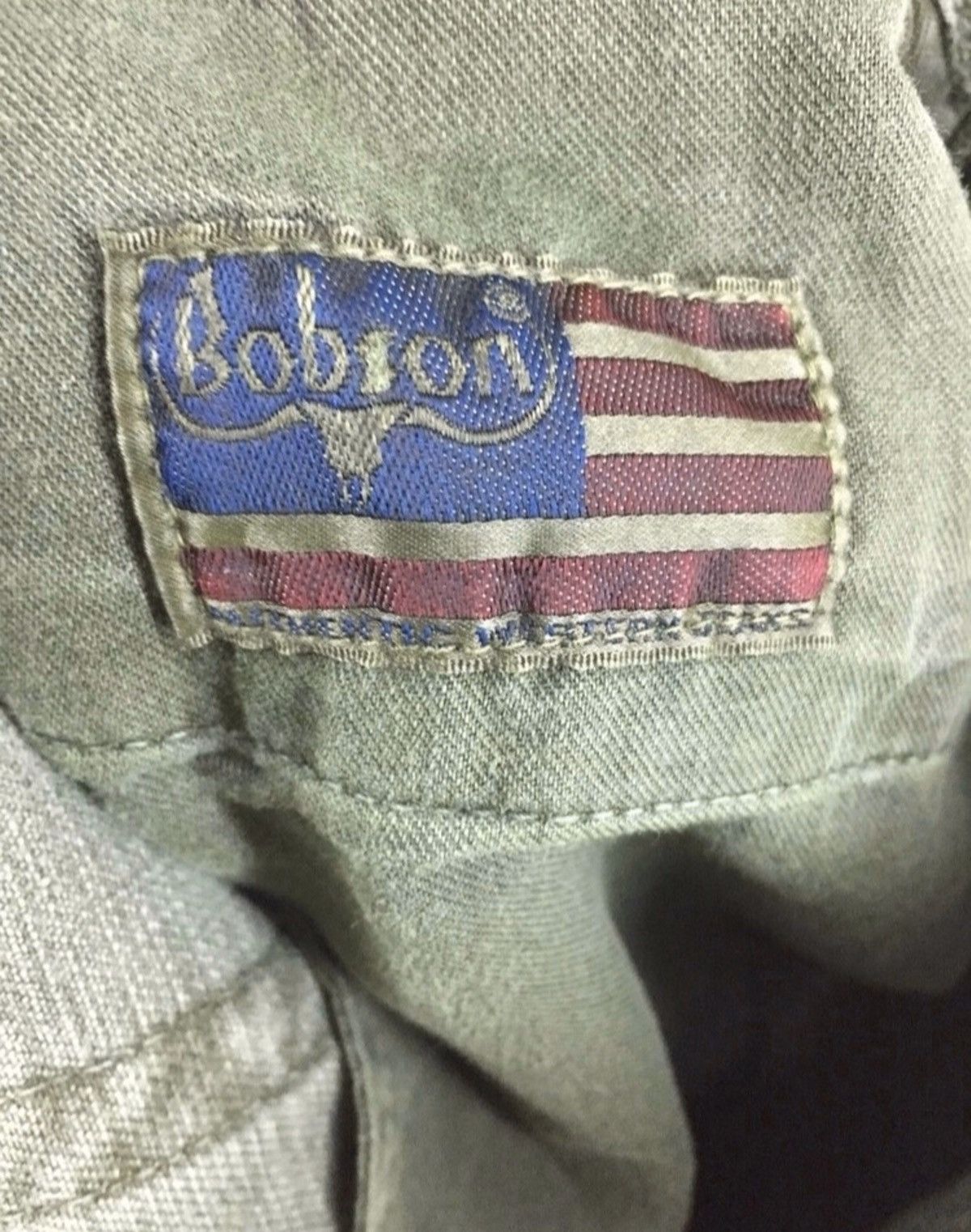Designer × Vintage Vintage Bobson Recontruced Patchwork Olive Green Slim Jeans Size US 32 / EU 48 - 9 Thumbnail
