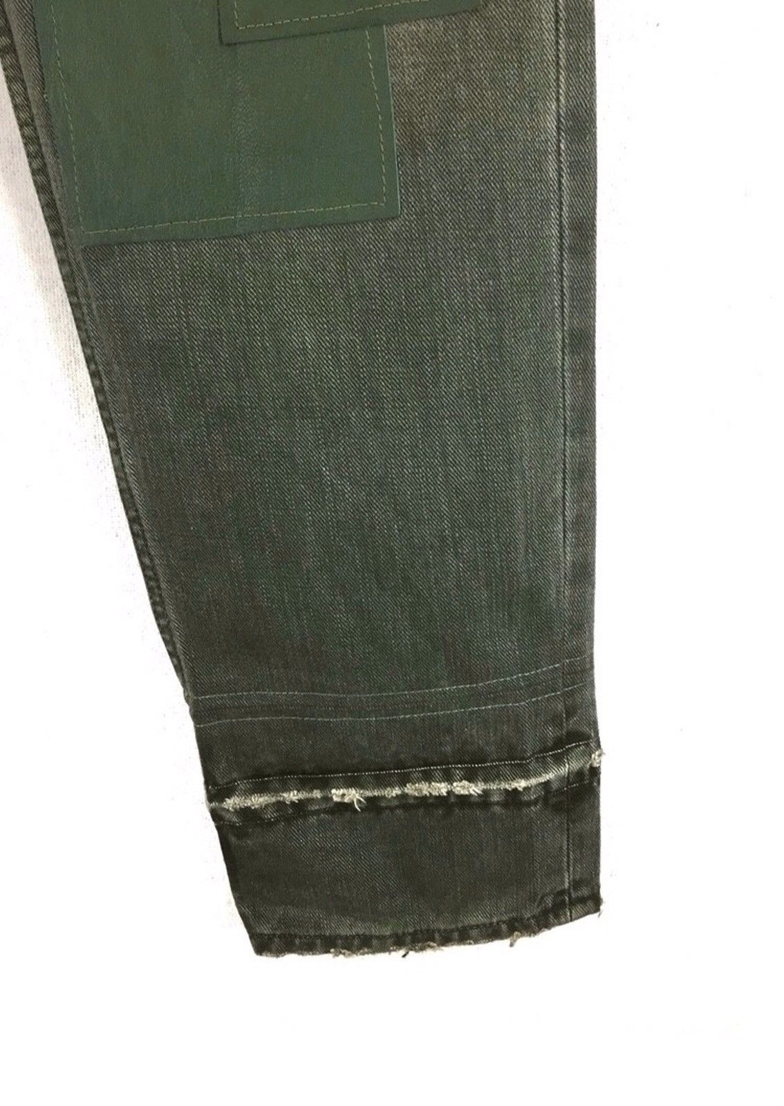 Designer × Vintage Vintage Bobson Recontruced Patchwork Olive Green Slim Jeans Size US 32 / EU 48 - 5 Thumbnail