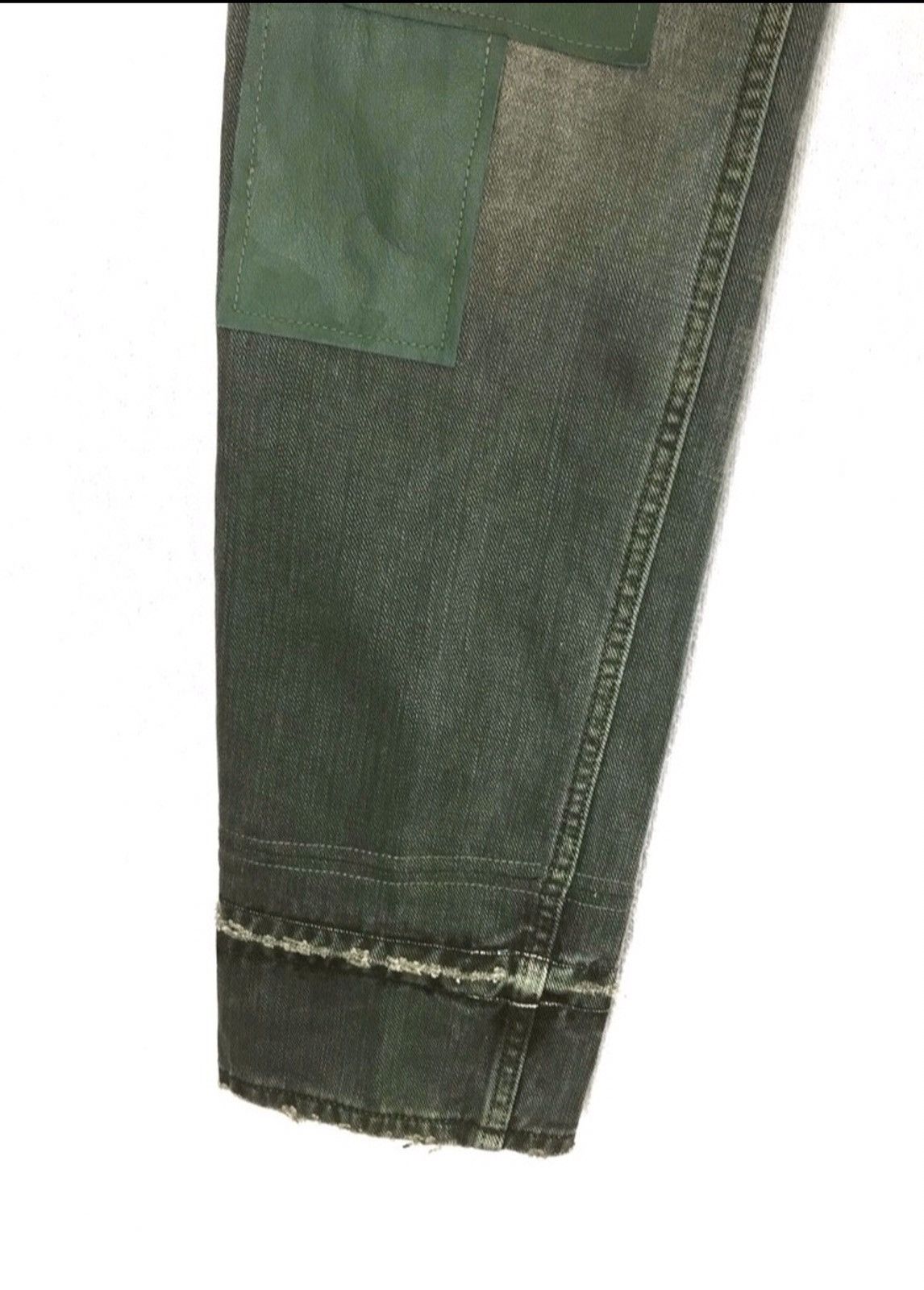 Designer × Vintage Vintage Bobson Recontruced Patchwork Olive Green Slim Jeans Size US 32 / EU 48 - 4 Thumbnail