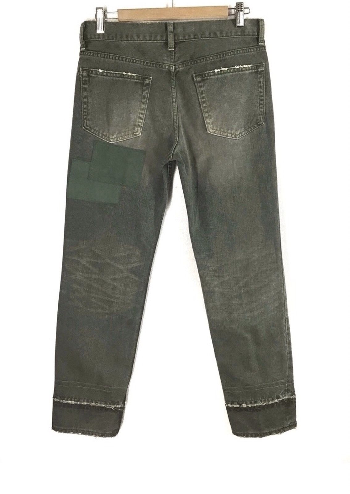 Designer × Vintage Vintage Bobson Recontruced Patchwork Olive Green Slim Jeans Size US 32 / EU 48 - 7 Thumbnail