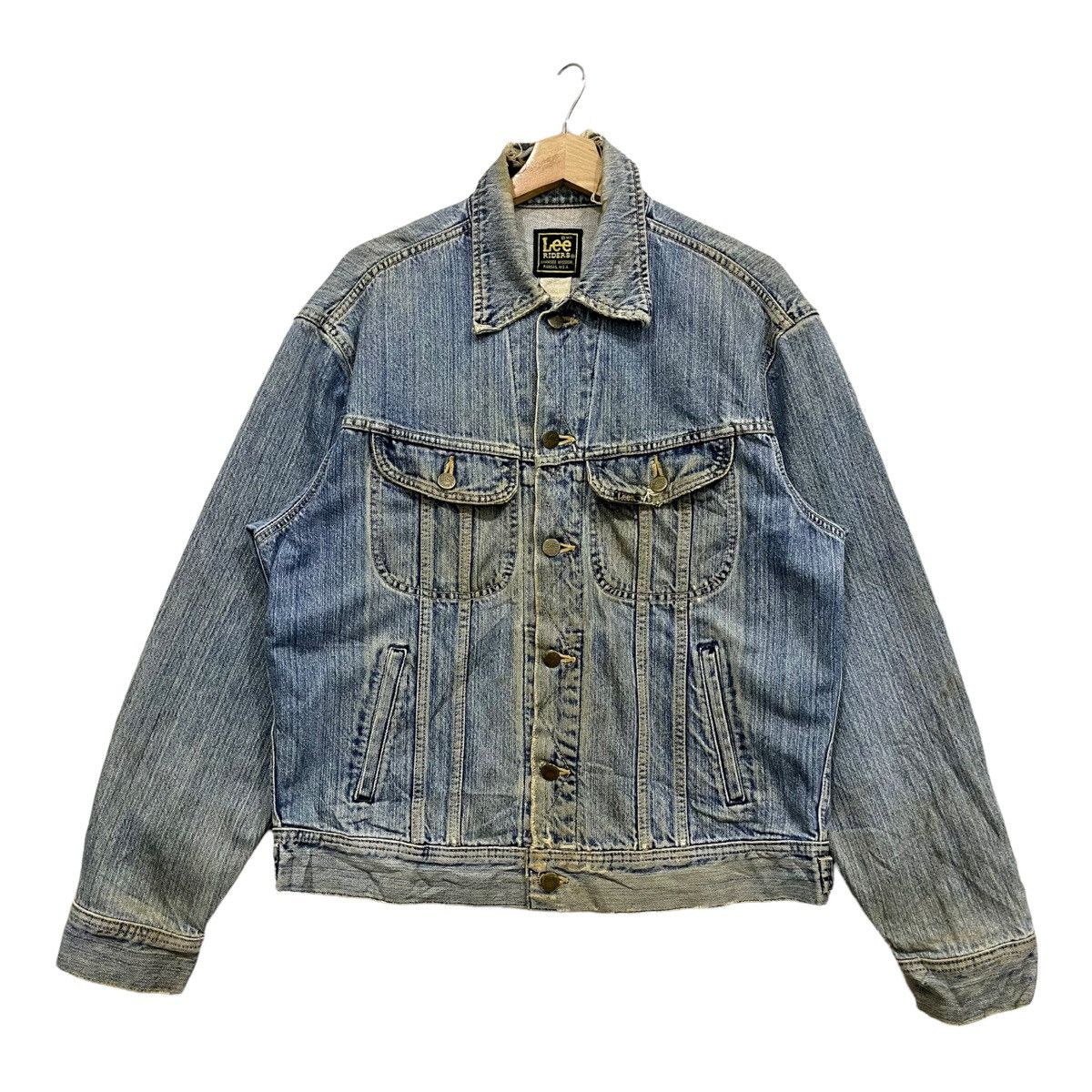 Lee × Vintage Rare Vtg 80s LEE Riders Distressed Denim Trucker Jacket Size US L / EU 52-54 / 3 - 1 Thumbnail