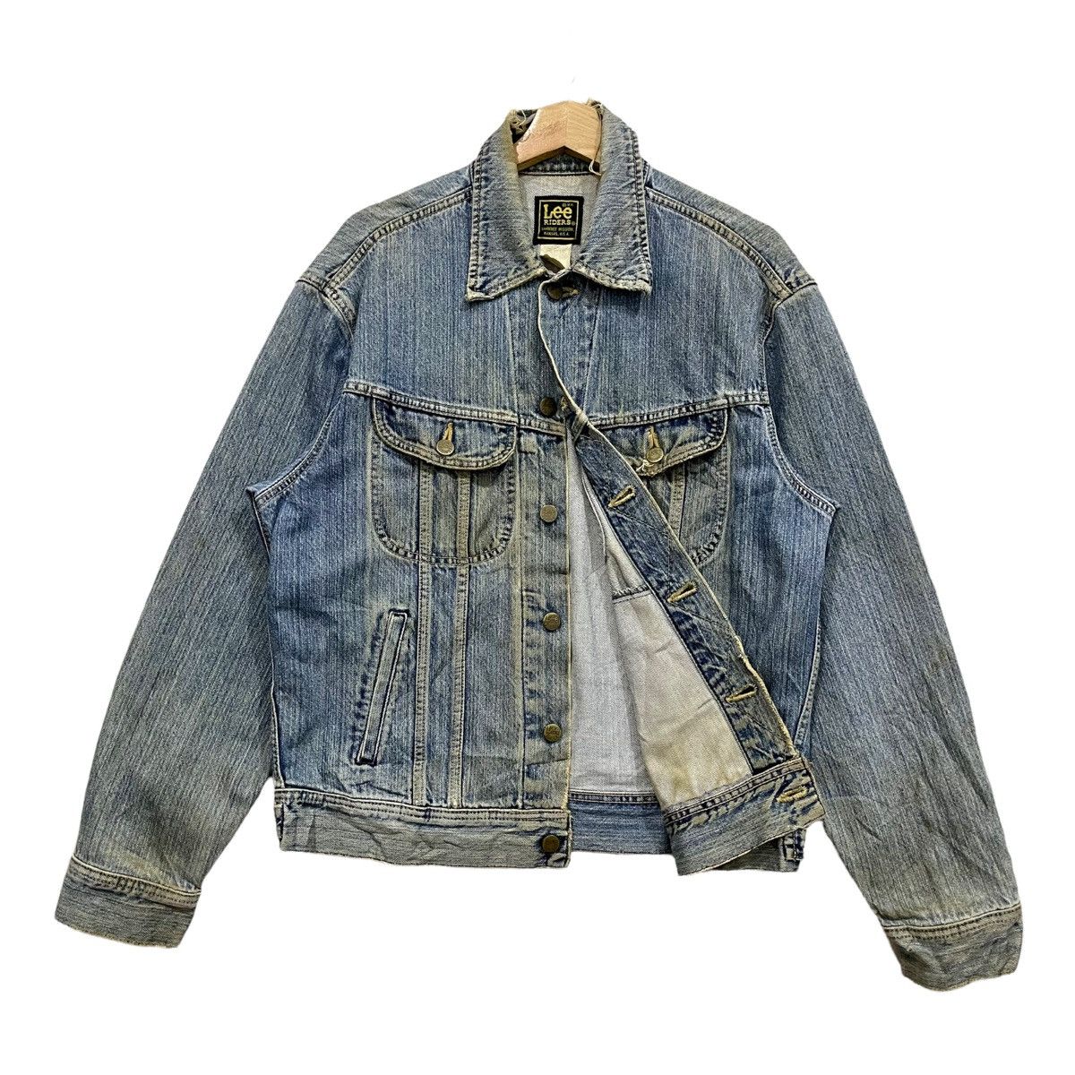 Lee × Vintage Rare Vtg 80s LEE Riders Distressed Denim Trucker Jacket Size US L / EU 52-54 / 3 - 2 Thumbnail