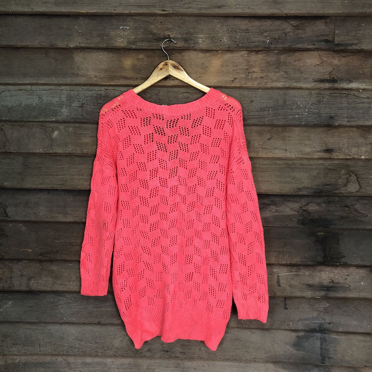 Homespun Knitwear Japan Mesh Net Crochet Red Cardigan Knitwear #7164 Size XL / US 12-14 / IT 48-50 - 10 Thumbnail