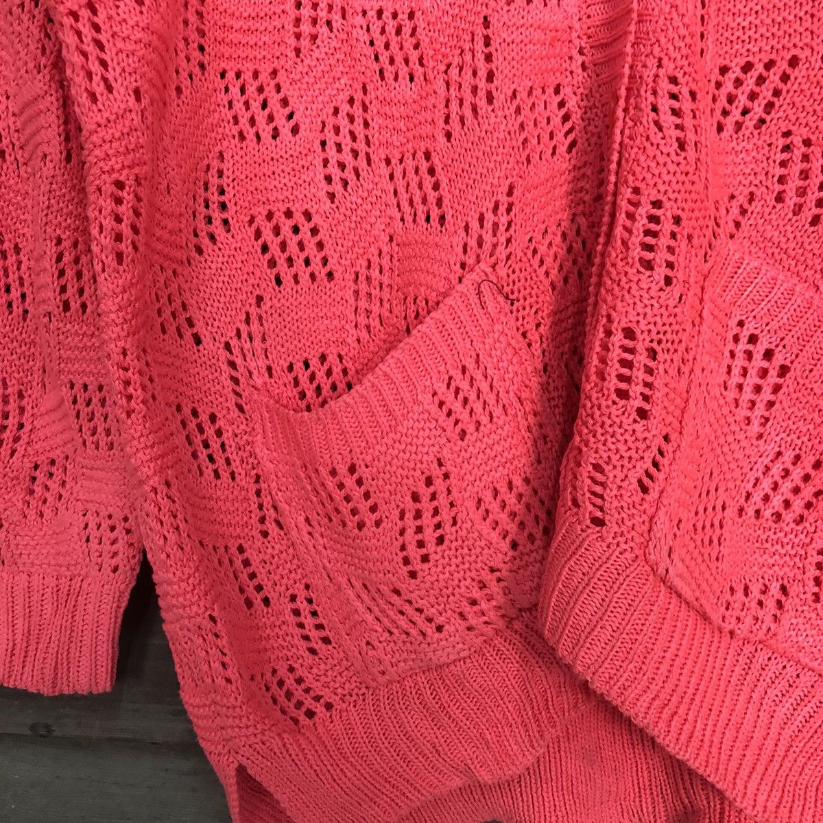 Homespun Knitwear Japan Mesh Net Crochet Red Cardigan Knitwear #7164 Size XL / US 12-14 / IT 48-50 - 6 Thumbnail