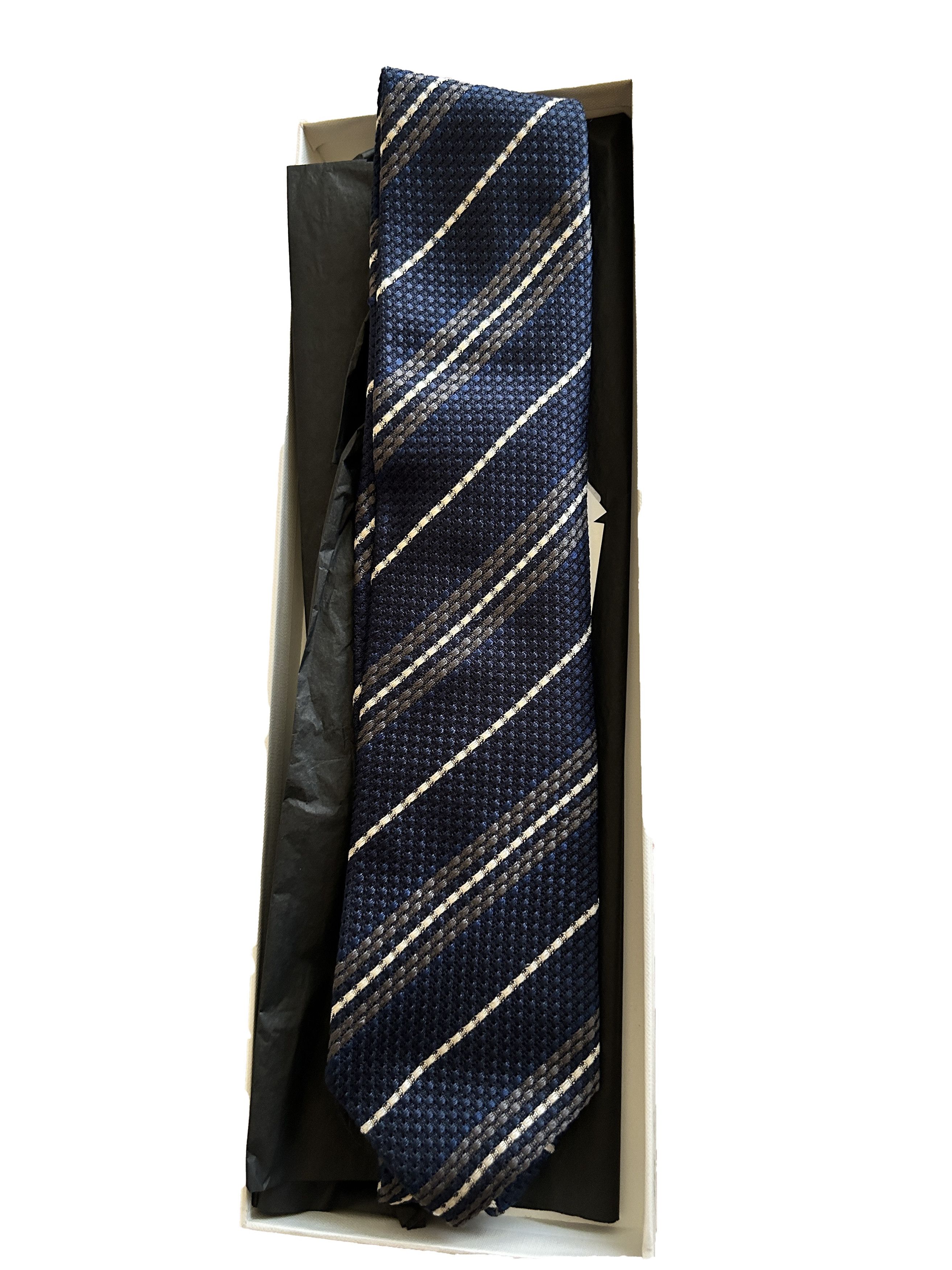 Drake's Striped Shantung Silk Neck Tie 3.25" Wide silk London Size ONE SIZE - 2 Thumbnail