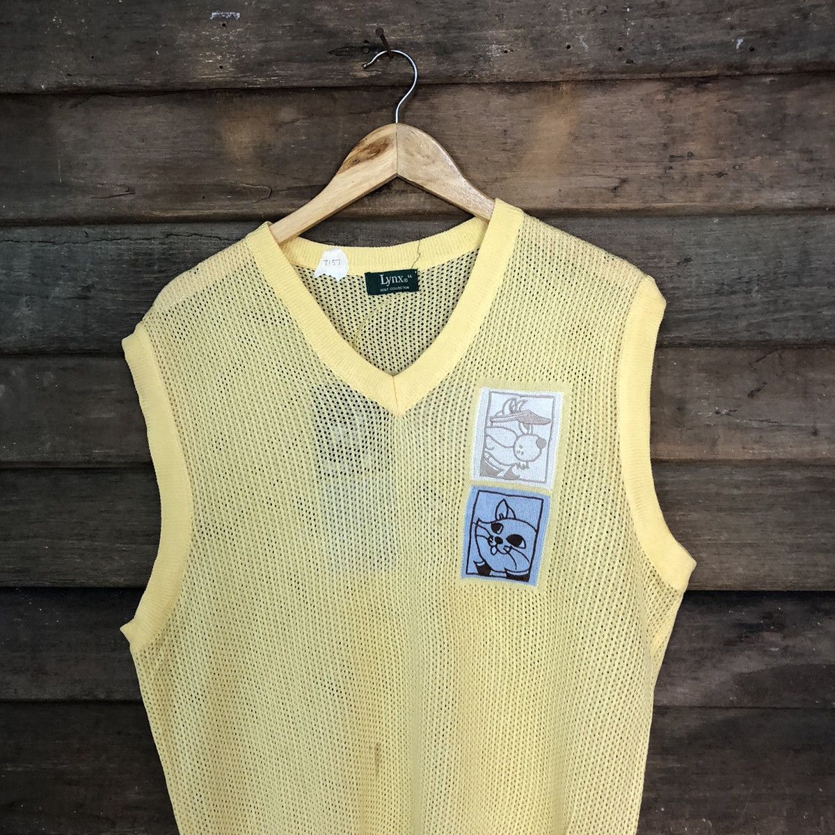 Japanese Brand Lynx Mesh Net Crocher Yellow Cardigan Knitwear #7157 Size US M / EU 48-50 / 2 - 2 Thumbnail