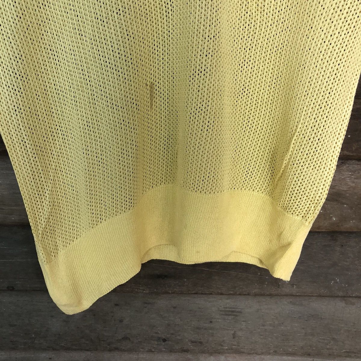 Japanese Brand Lynx Mesh Net Crocher Yellow Cardigan Knitwear #7157 Size US M / EU 48-50 / 2 - 6 Thumbnail