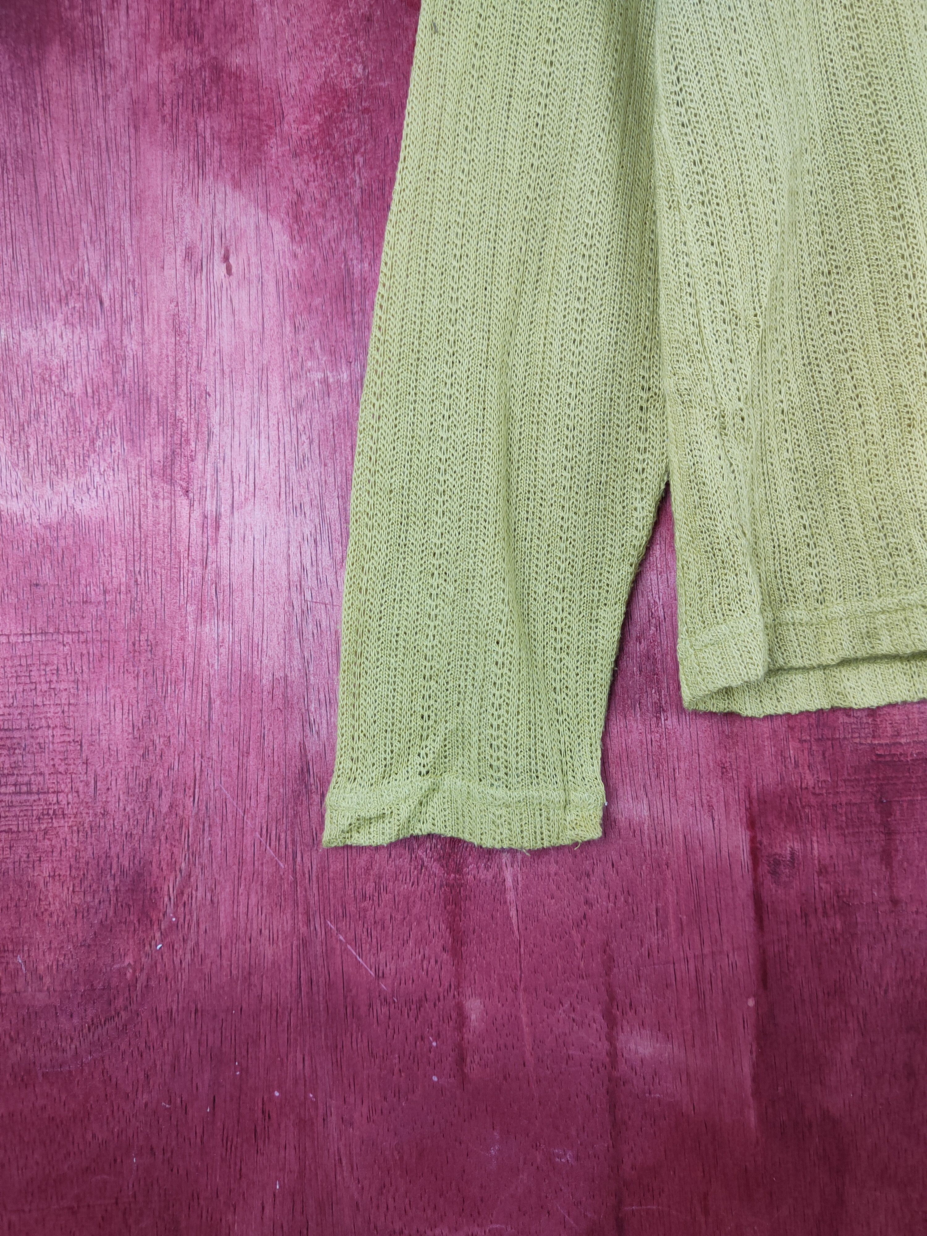 Japanese Brand Amical Mustard Crochet Meshnet Knitwear Cardigan #S910 Size L / US 10 / IT 46 - 4 Thumbnail