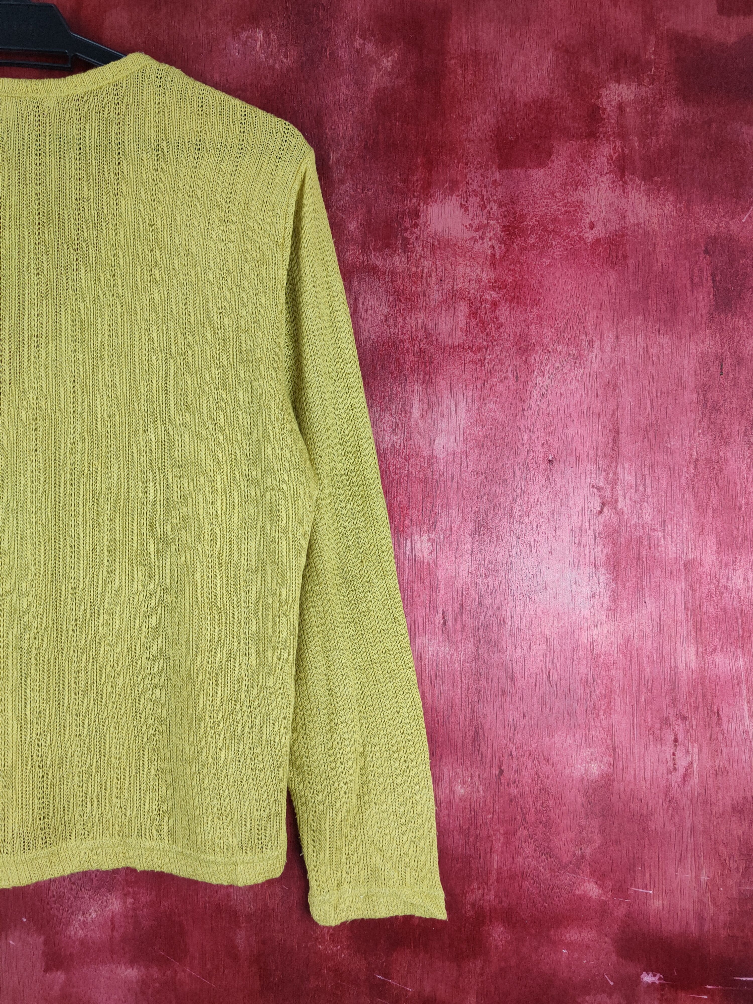 Japanese Brand Amical Mustard Crochet Meshnet Knitwear Cardigan #S910 Size L / US 10 / IT 46 - 9 Thumbnail