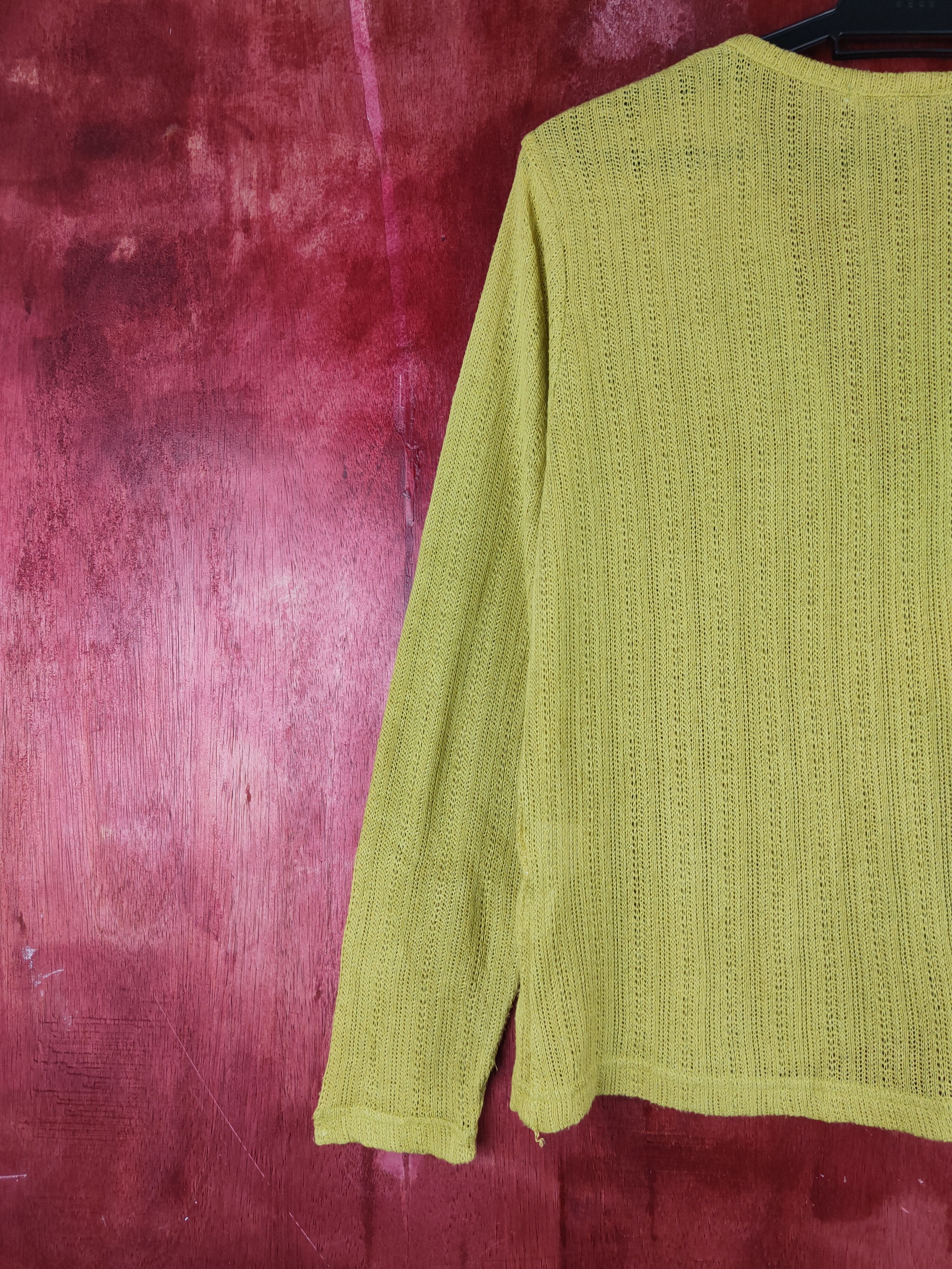 Japanese Brand Amical Mustard Crochet Meshnet Knitwear Cardigan #S910 Size L / US 10 / IT 46 - 8 Thumbnail