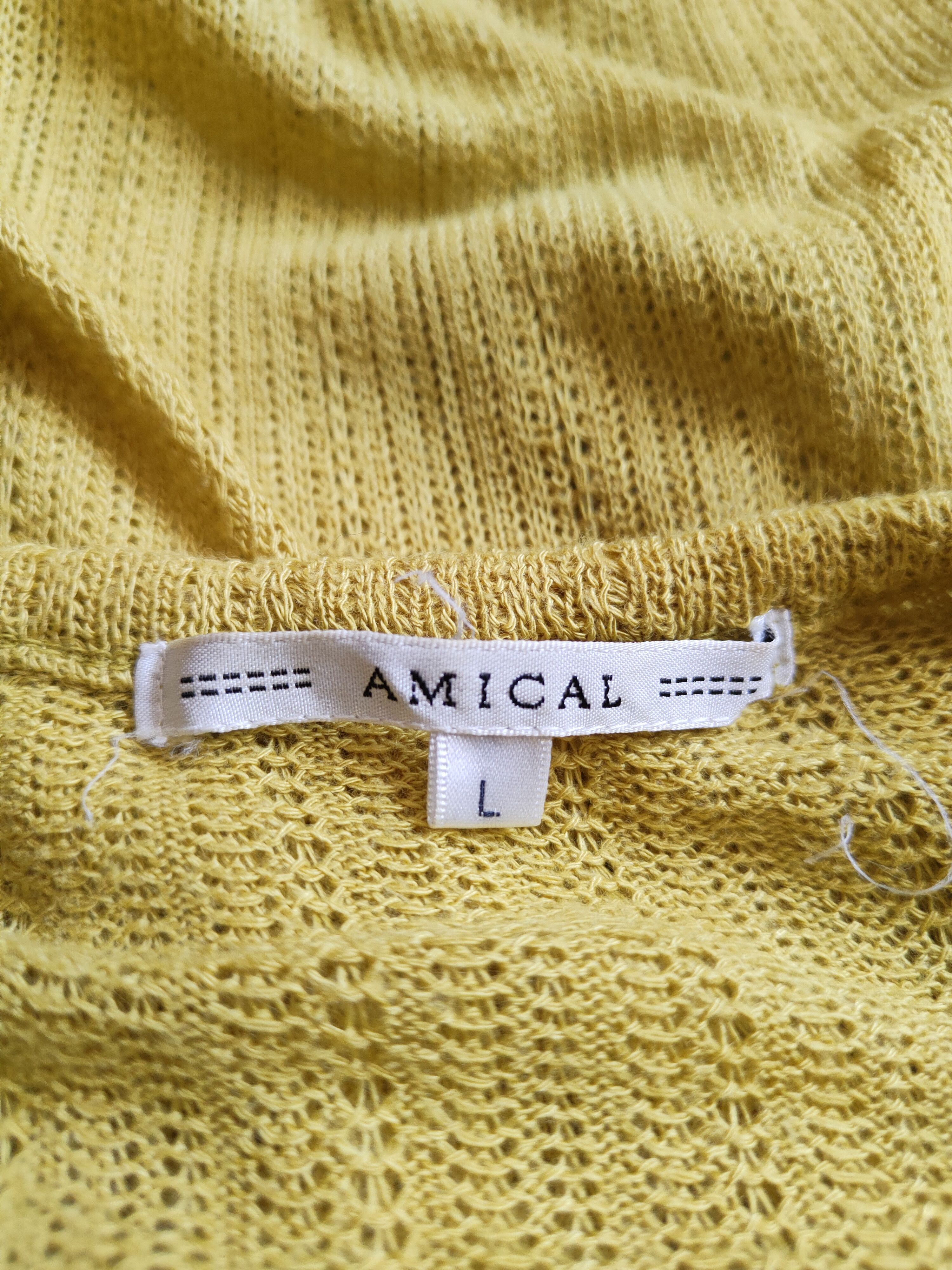 Japanese Brand Amical Mustard Crochet Meshnet Knitwear Cardigan #S910 Size L / US 10 / IT 46 - 11 Thumbnail